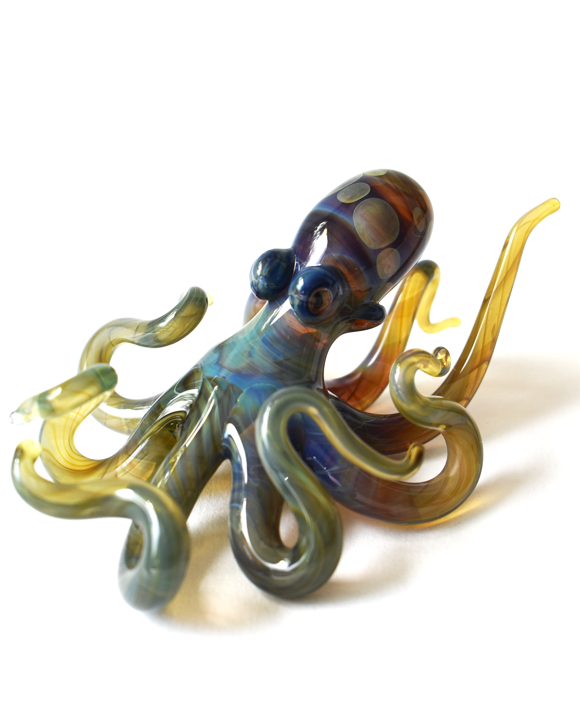 'Curious Little Green Octopus' Glass Sculpture