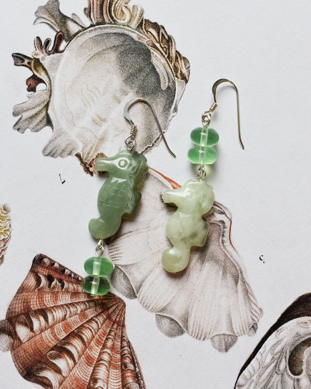 New Jade Seahorse Drop Earrings