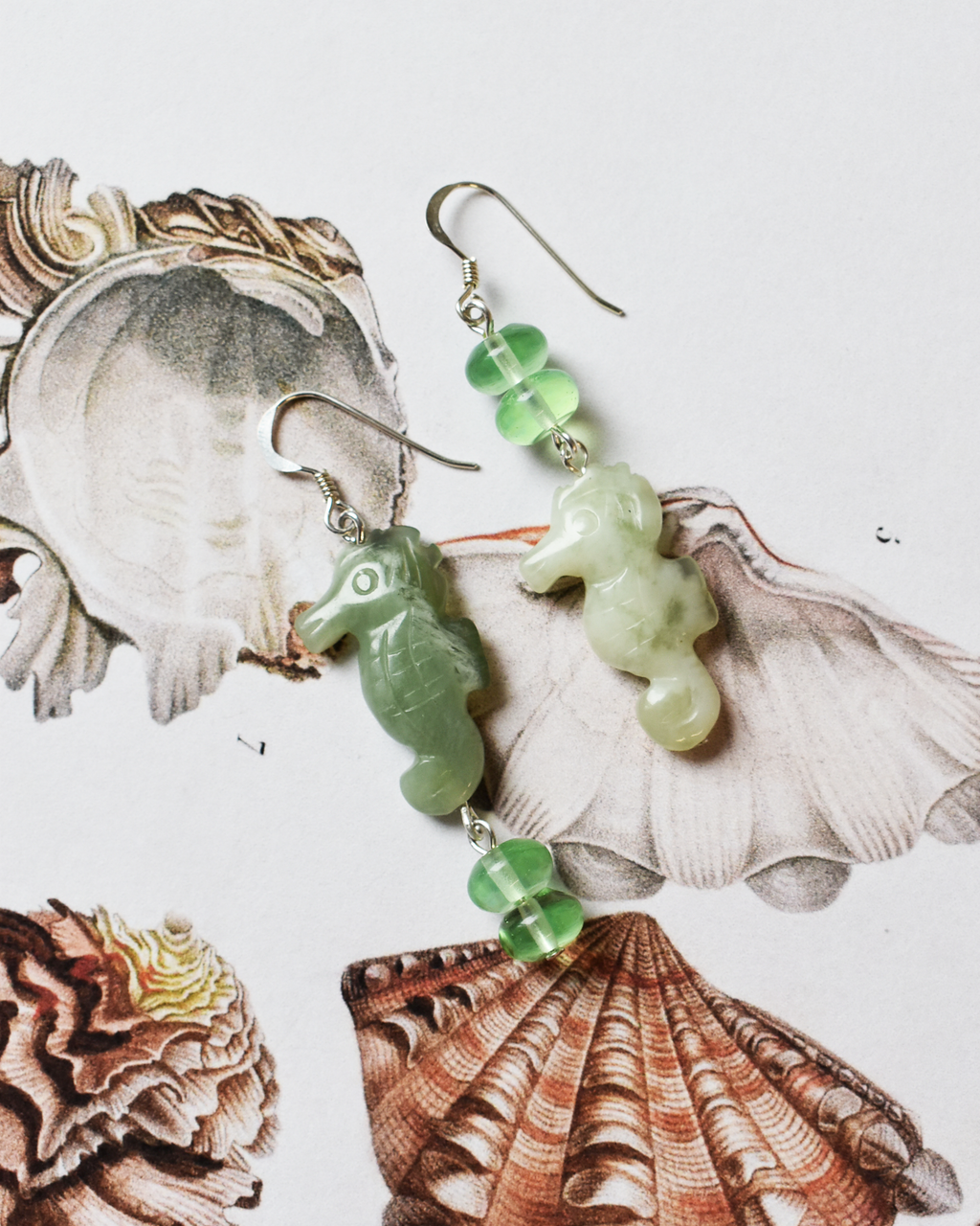 New Jade Seahorse Drop Earrings