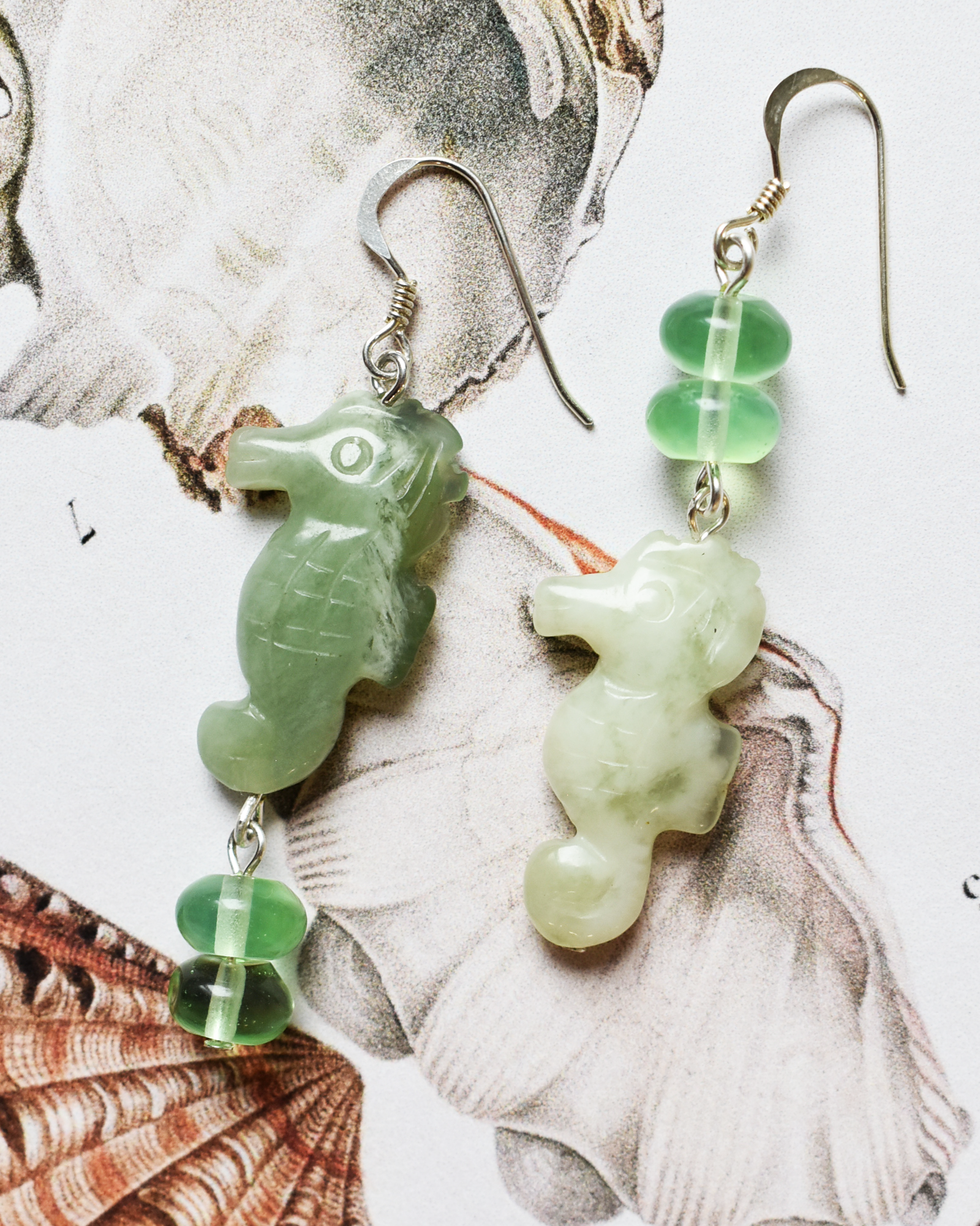 New Jade Seahorse Drop Earrings