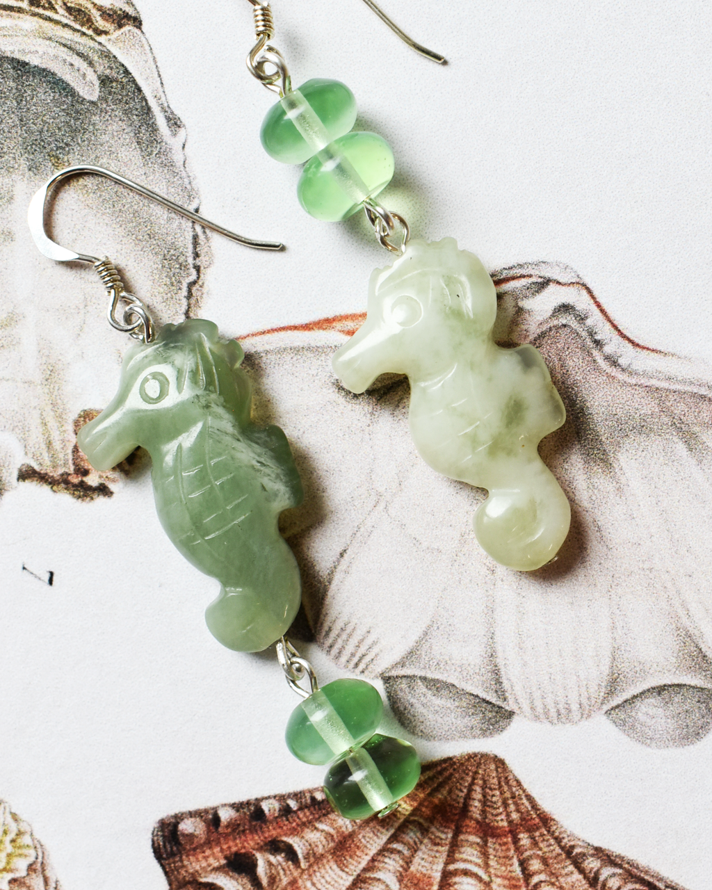 New Jade Seahorse Drop Earrings