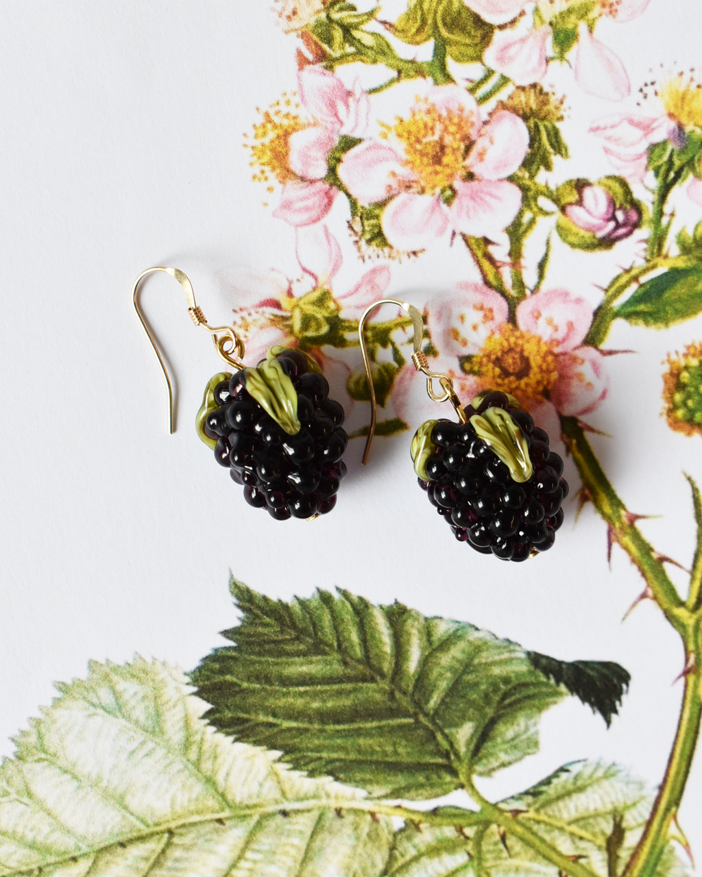 'Wild Blackberries' Elegant Drop Earrings