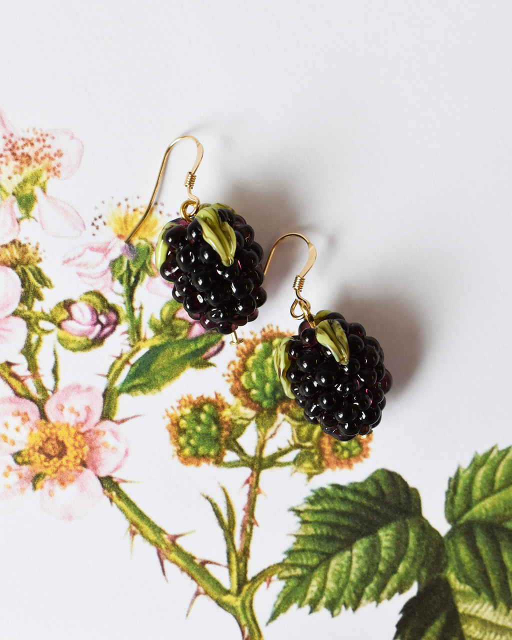 'Wild Blackberries' Elegant Drop Earrings