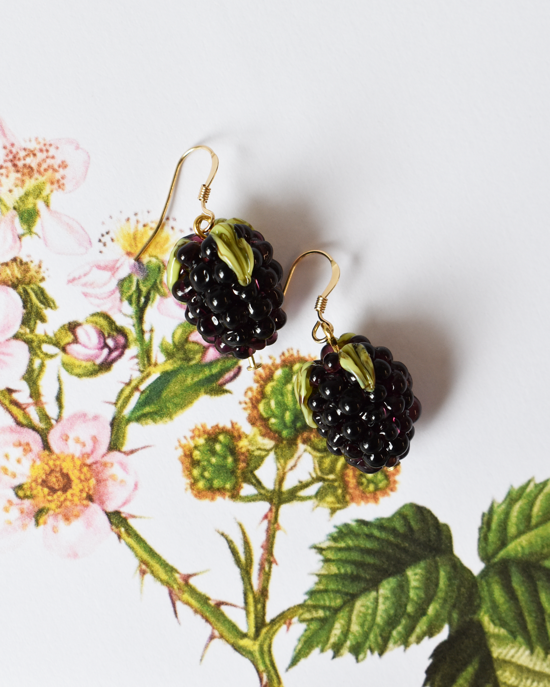 'Wild Blackberries' Elegant Drop Earrings