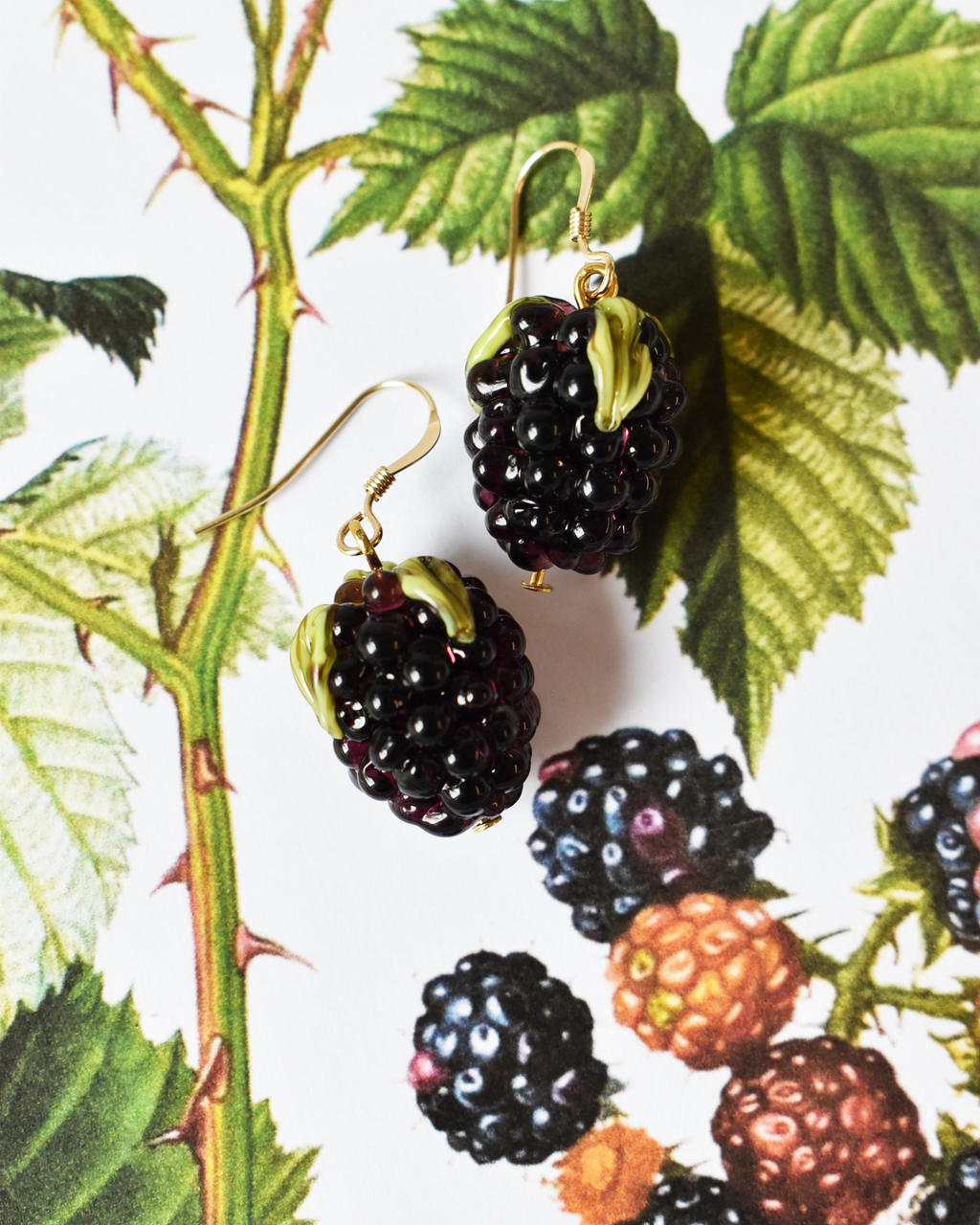 'Wild Blackberries' Elegant Drop Earrings