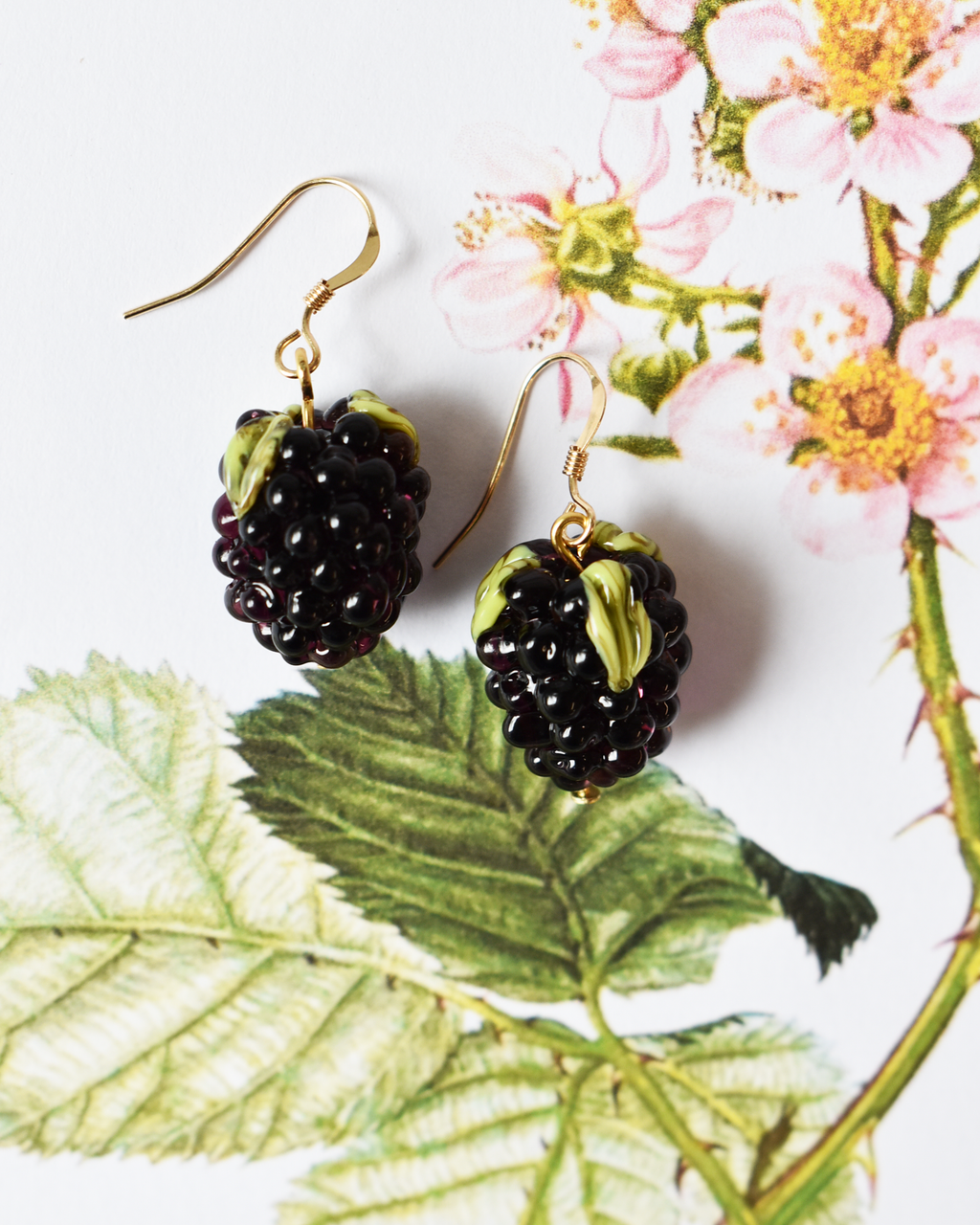 'Wild Blackberries' Elegant Drop Earrings