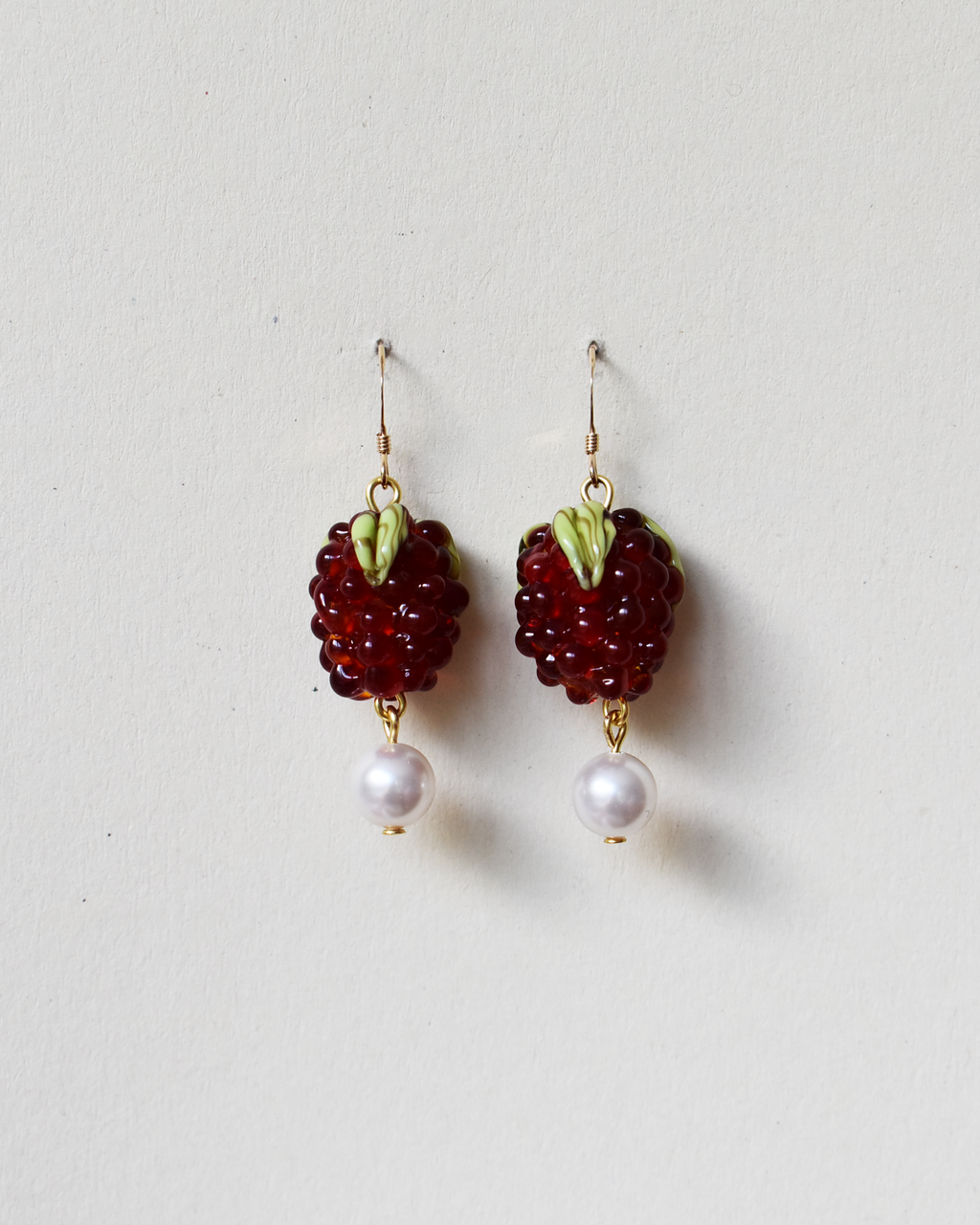 'Raspberries & Cream' Elegant Pearl Drop Earrings
