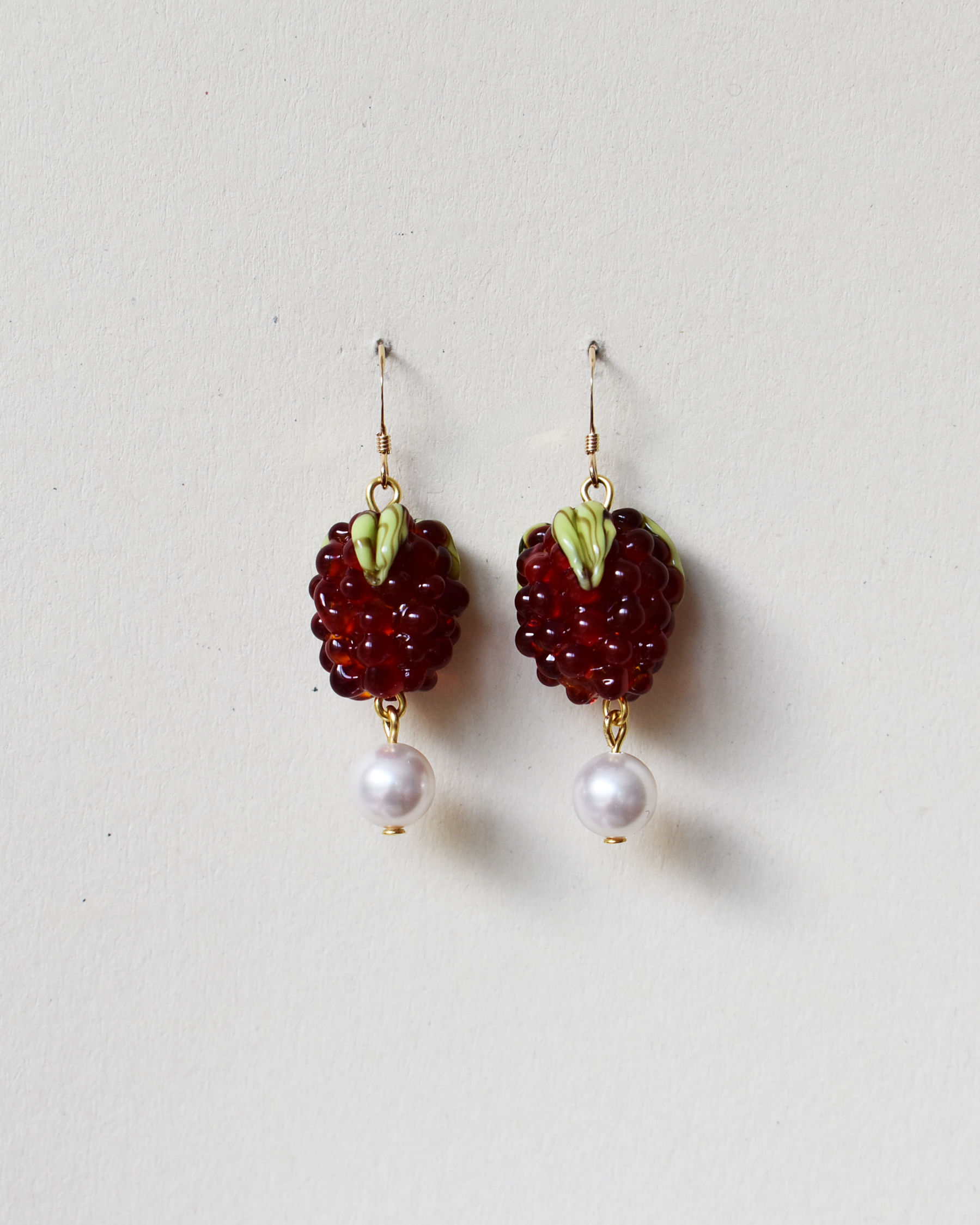 'Raspberries & Cream' Elegant Pearl Drop Earrings