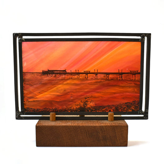 "Deal Pier - Sunrise" (I) Stained Glass Panel