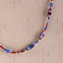 Load image into Gallery viewer, Deep Red &amp; Blue Toned Crystal Necklace
