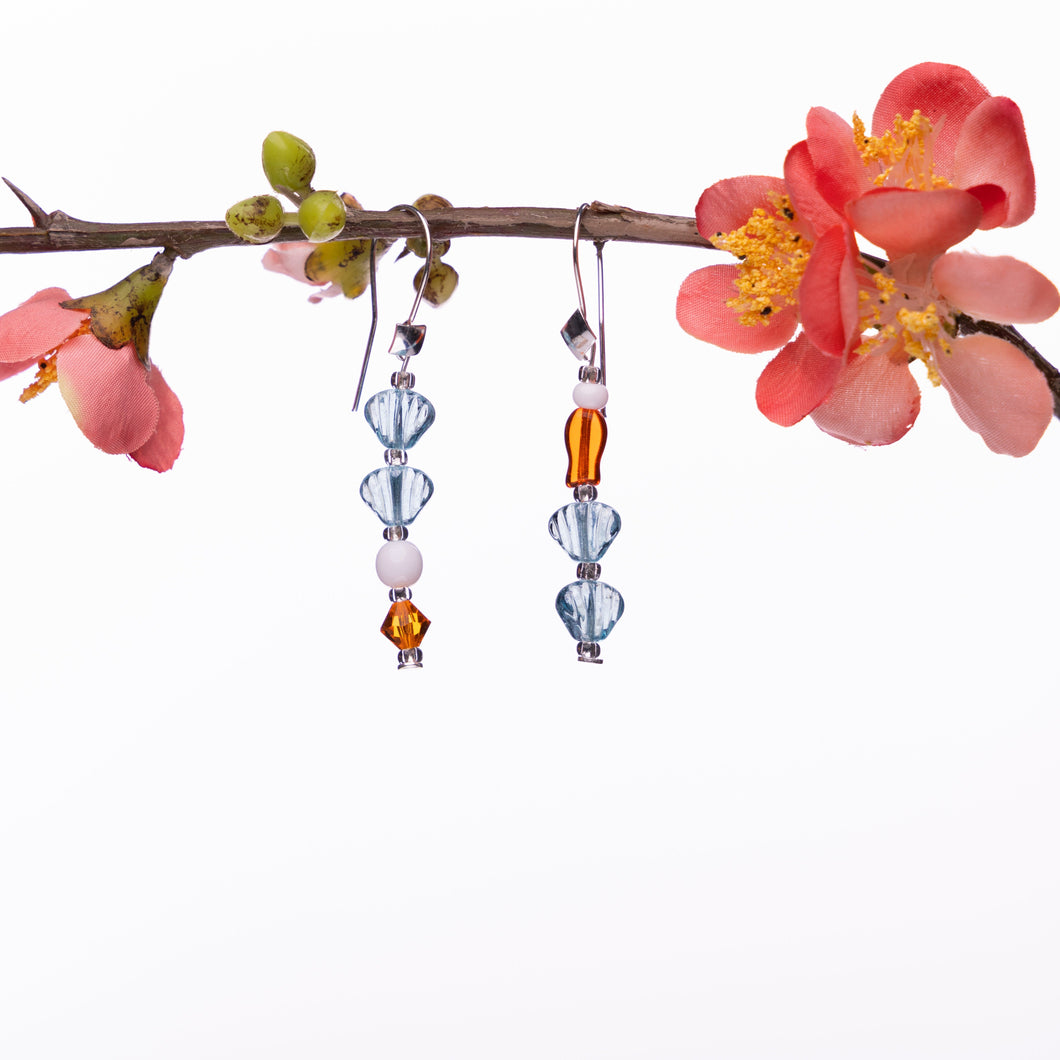 Shell and Goldfish Crystal Drop Earrings