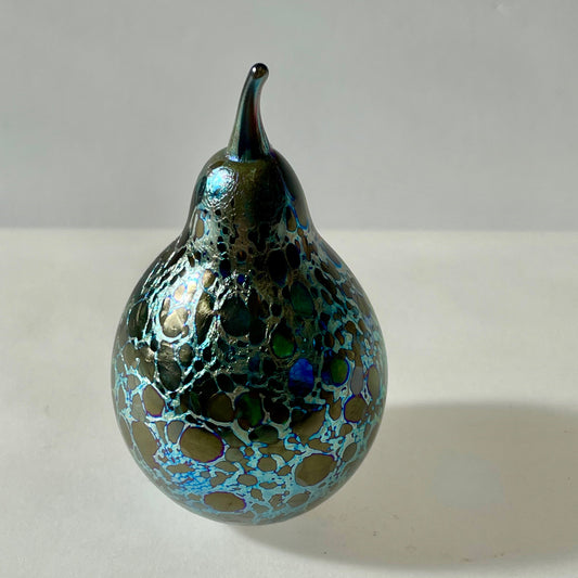 Mulberry Blue Large Glass Pear - Corley Studio Shop