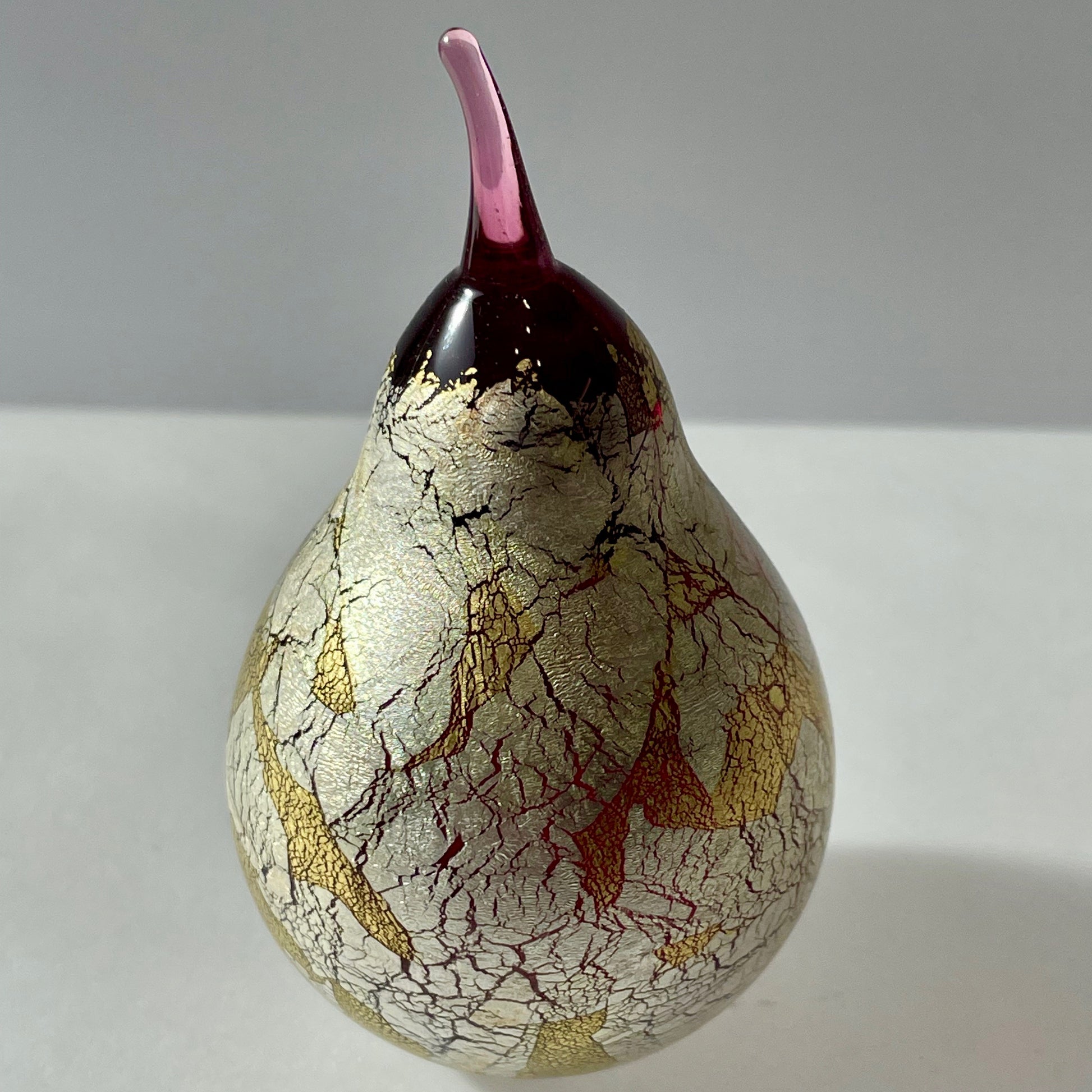 Cranberry Gold Leaf Glass Pear - Corley Studio Shop