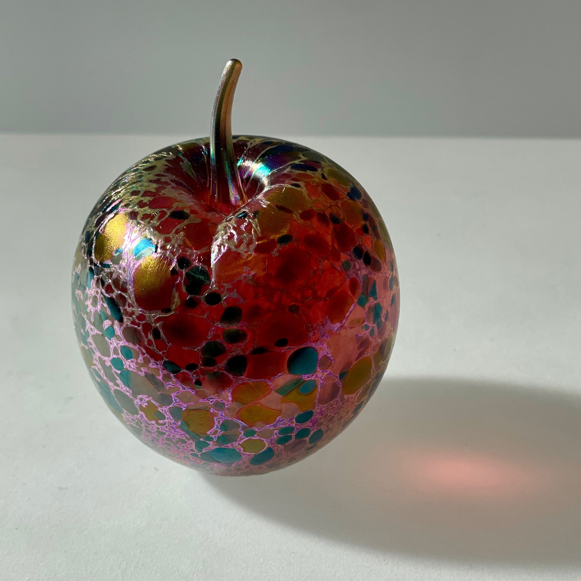 Cranberry Pink Large Glass Apple - Corley Studio Shop