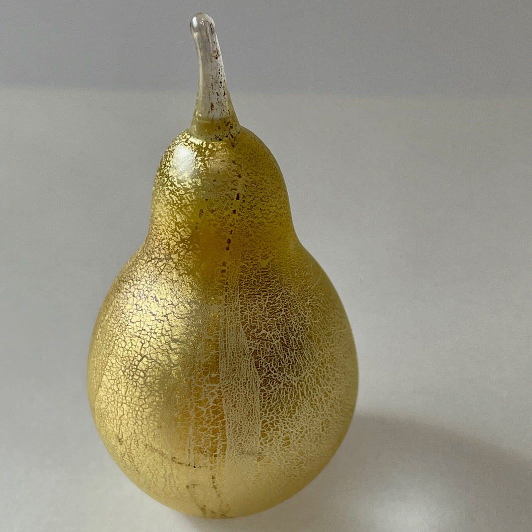 Golden Gold Leaf Small Glass Pear