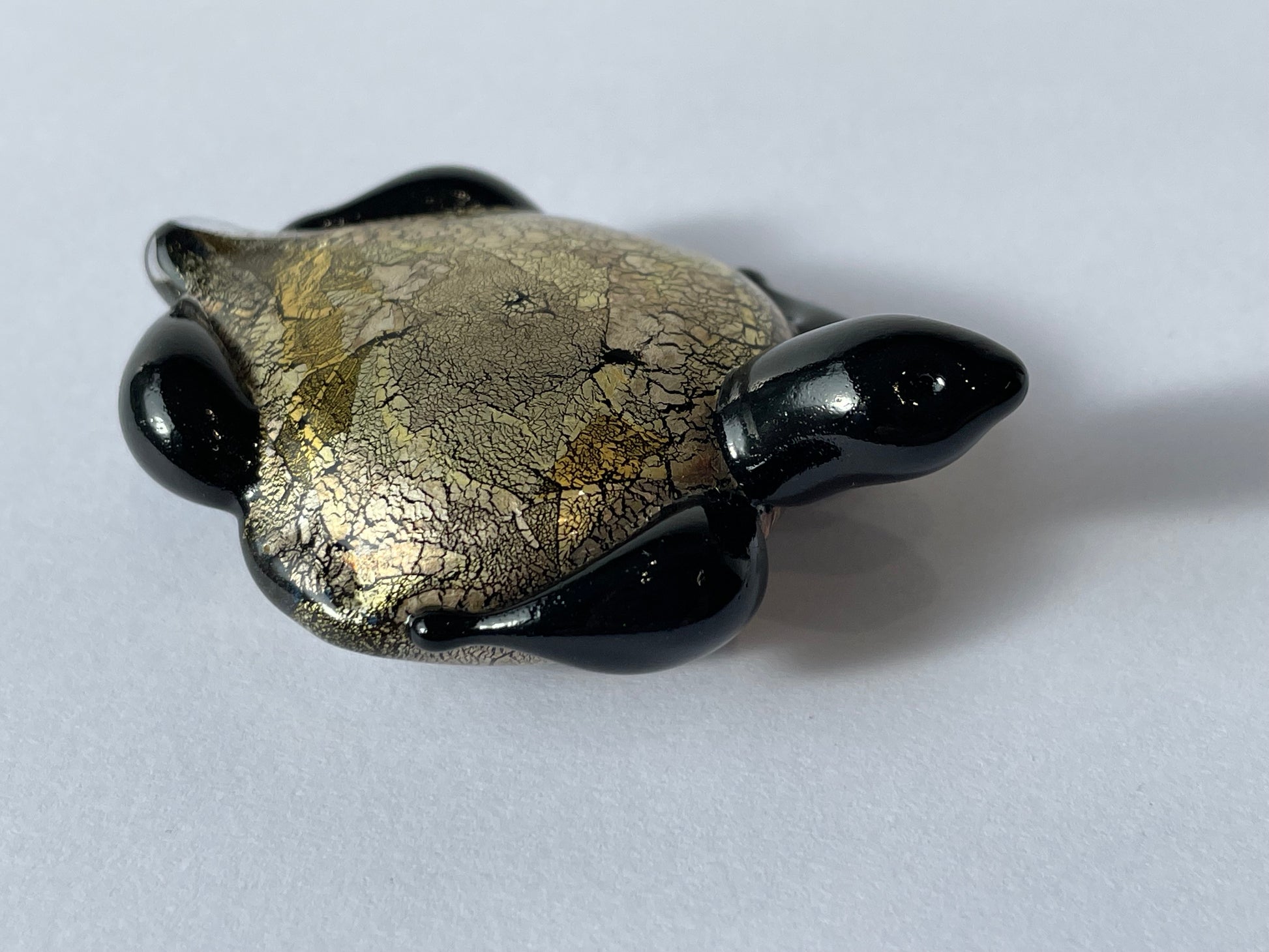 Turtle - Black Glass with Gold and Silver Leaf - Corley Studio Shop