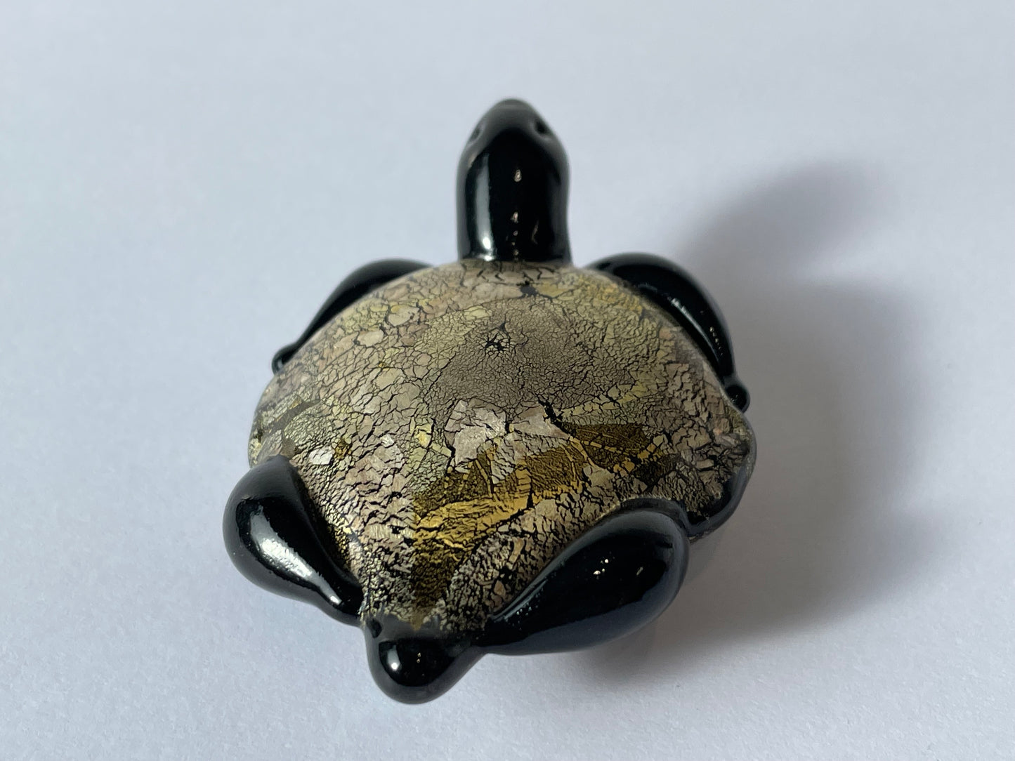 Turtle - Black Glass with Gold and Silver Leaf - Corley Studio Shop