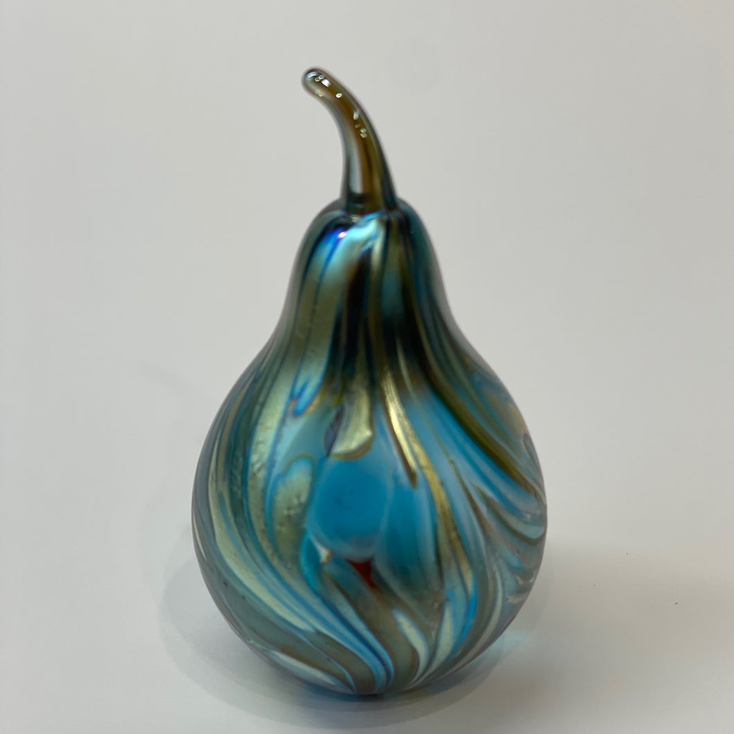 Featherspray Copper Blue Glass Pear