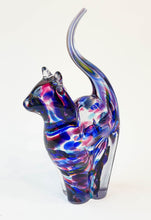 Load image into Gallery viewer, Blue and Pink Spotted Glass Cat

