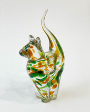 Load image into Gallery viewer, Amber, Clear and Green Streaky Glass Cat - Corley Studio Shop
