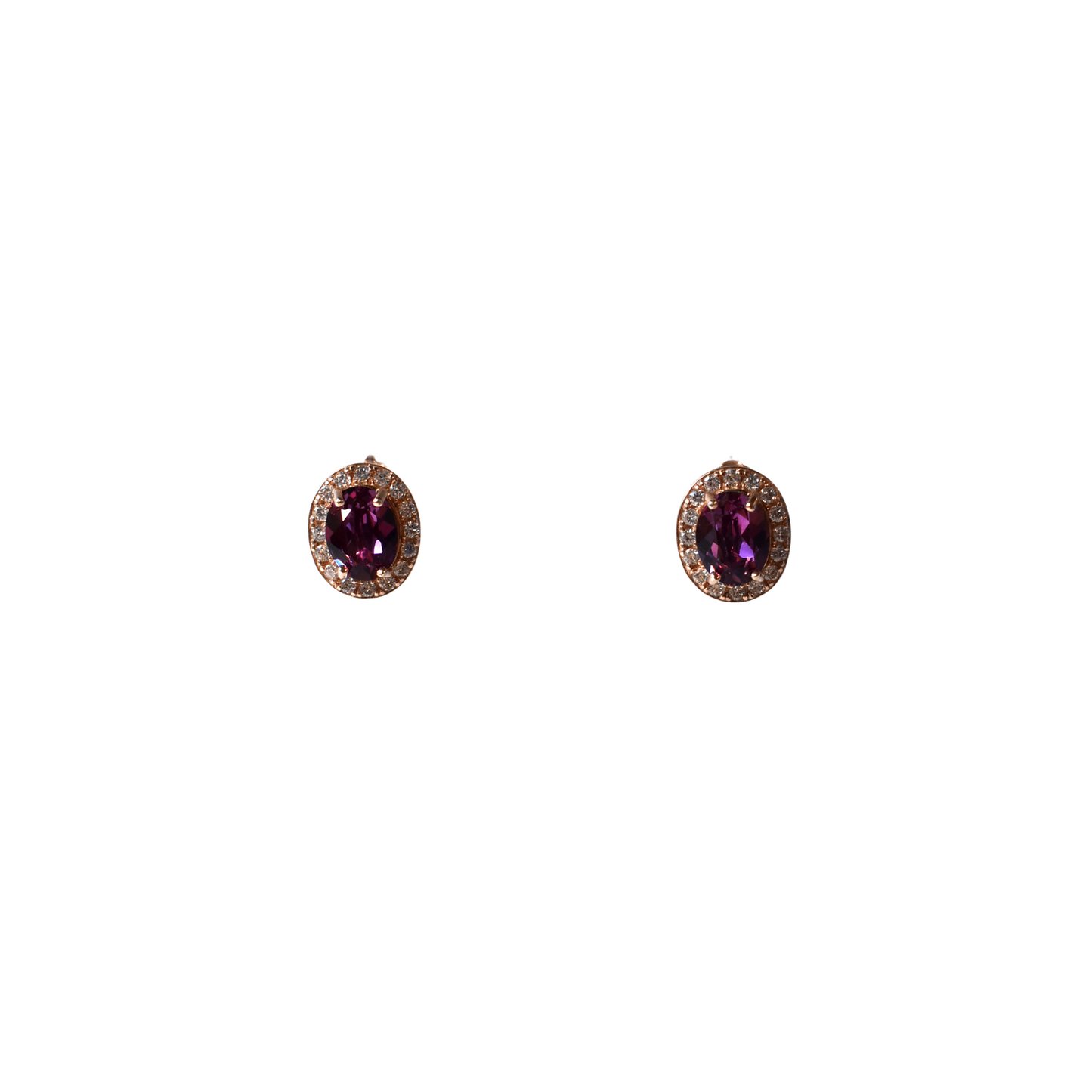 Amethyst Pink Crystal Stud Earrings