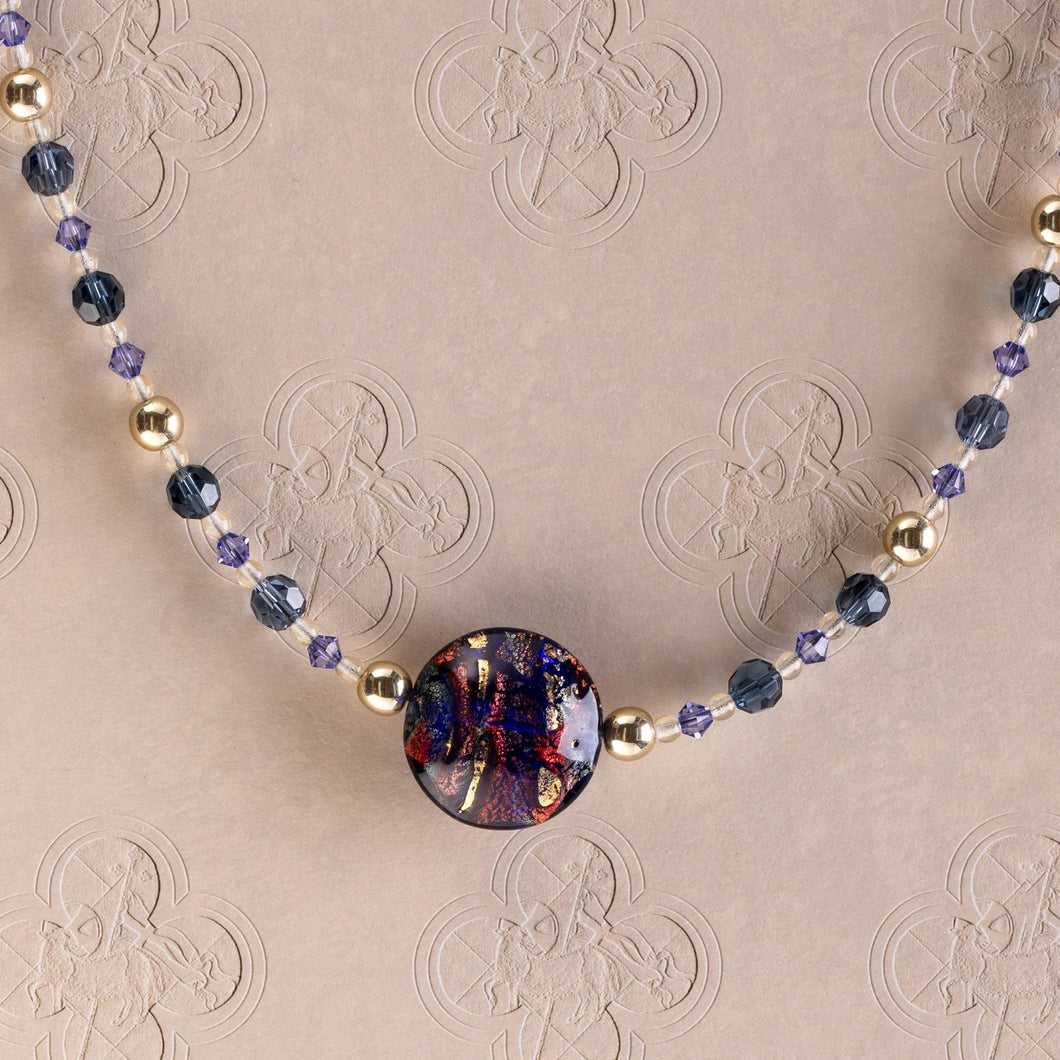 Regal Toned Murano Statement Bead Necklace