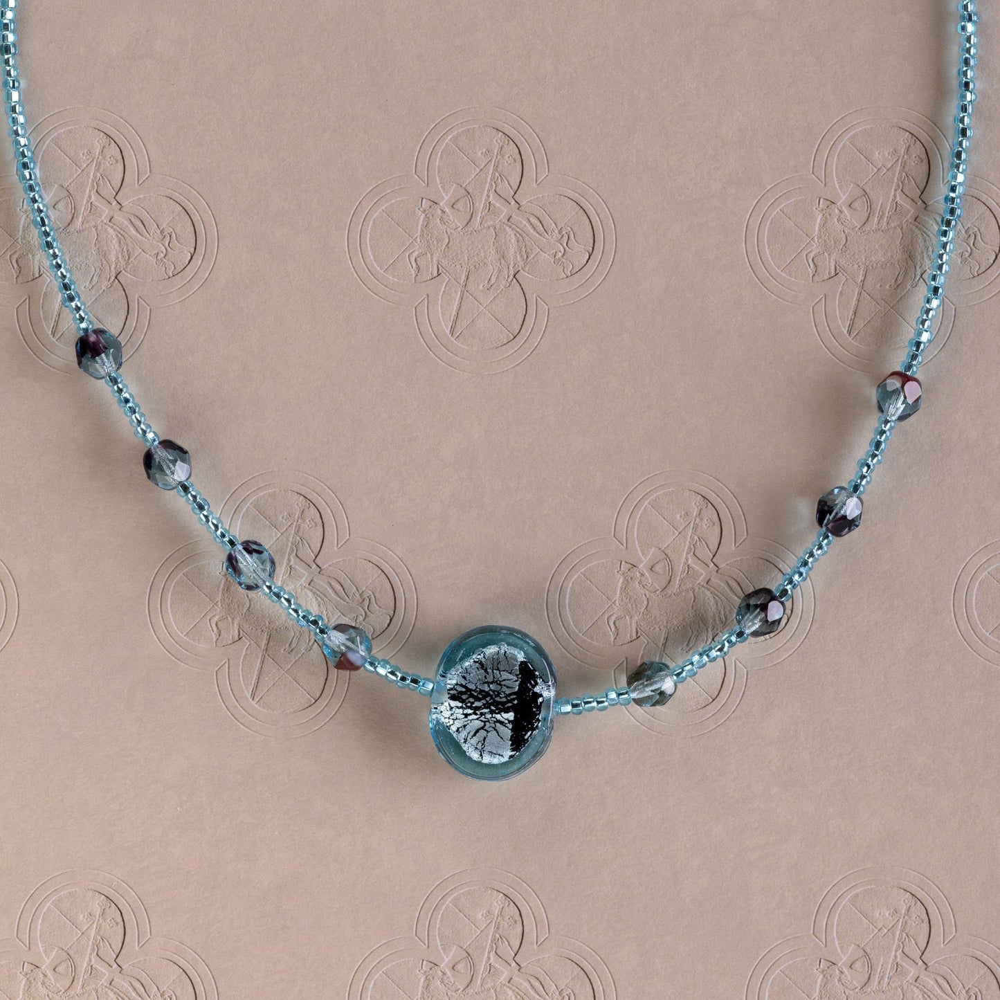 Delicate Blue & Silver Statement Bead Necklace