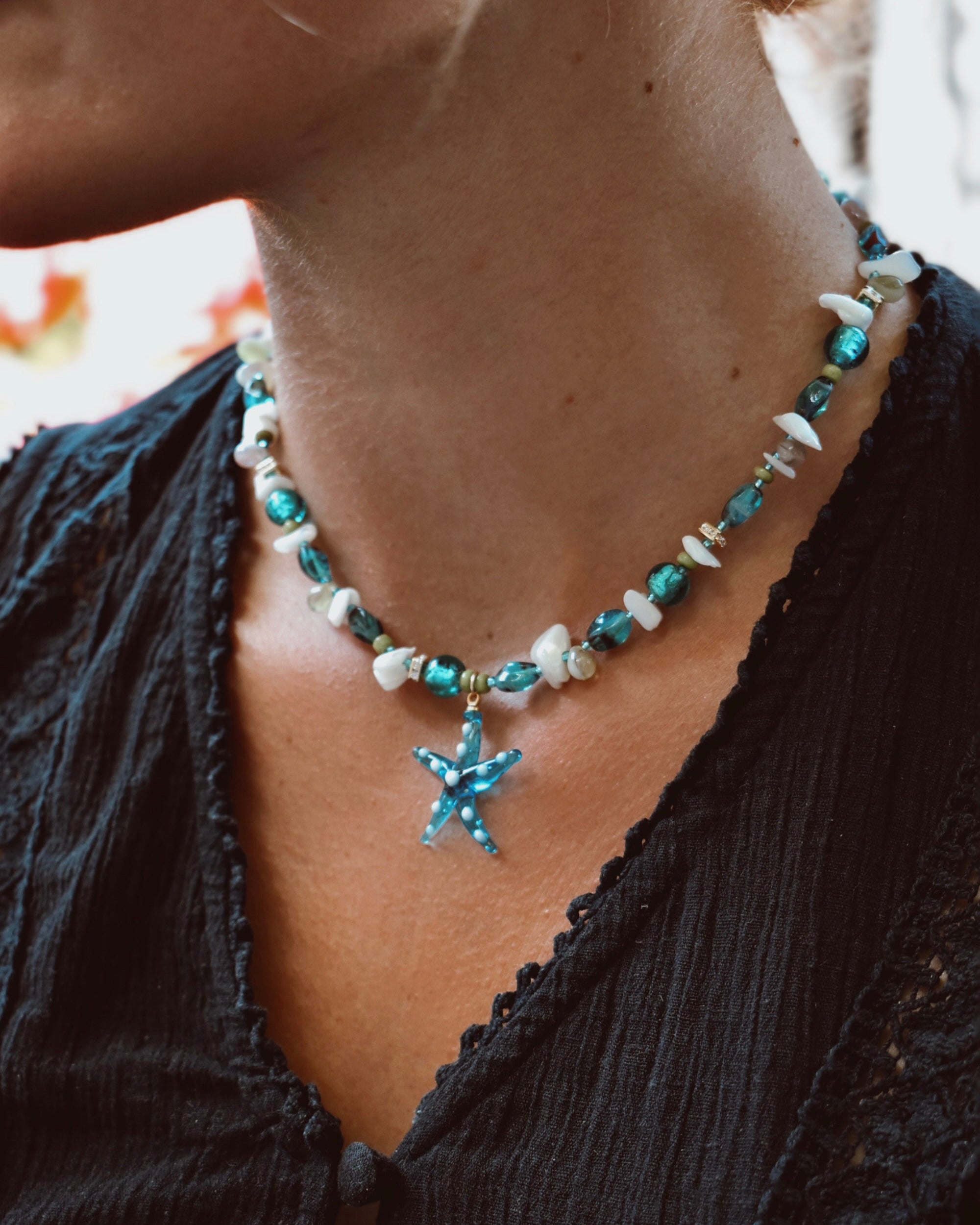 Mother of Pearl Murano Glass Necklace