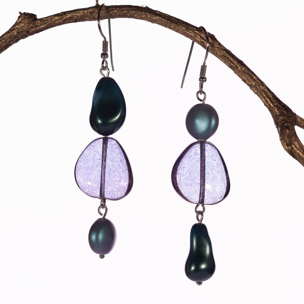 Soft Lilac, Blue & Teal Drop Hook Earrings