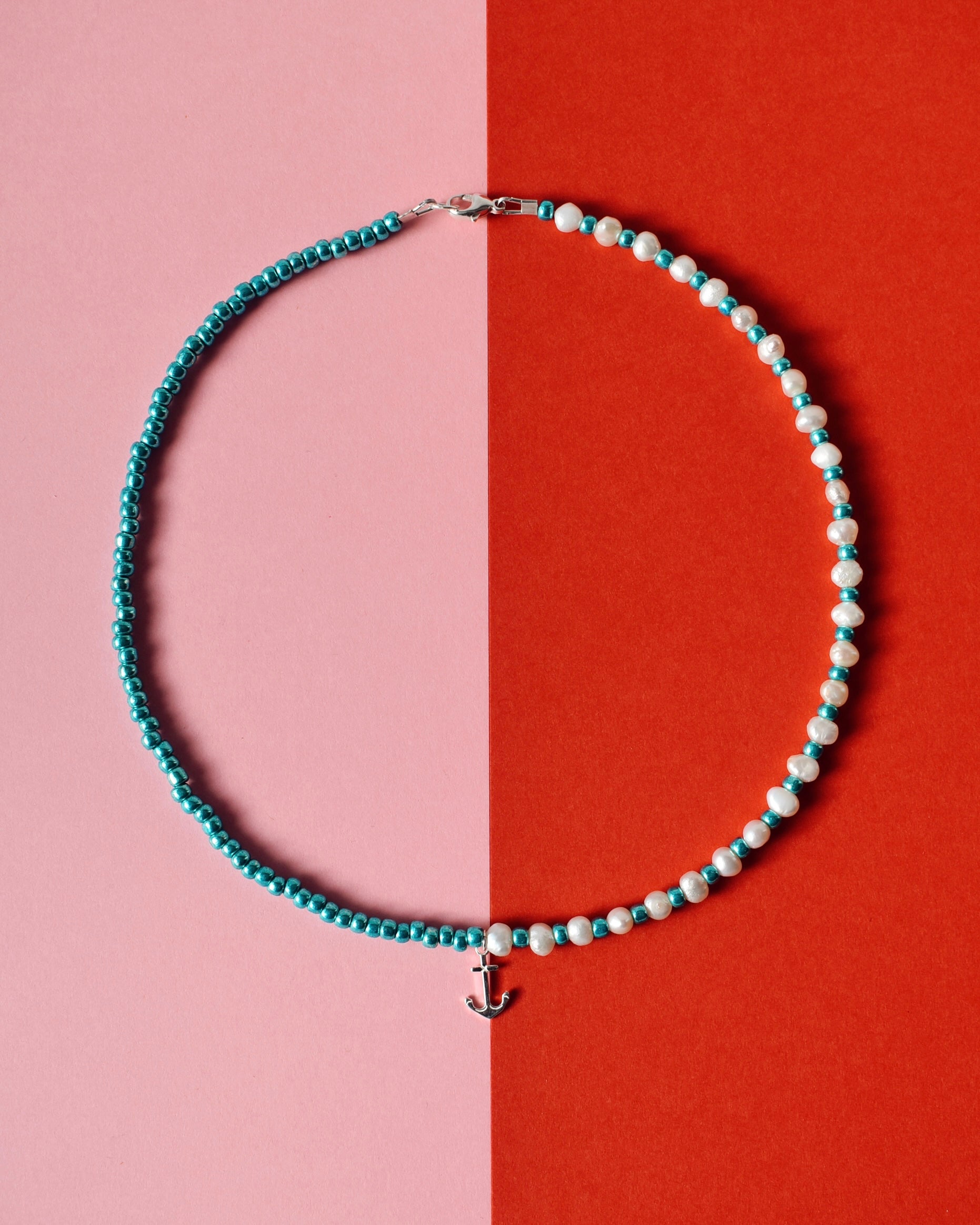 Turquoise 'Half & Half' Freshwater Pearl Necklace
