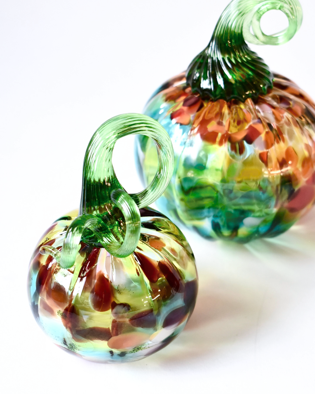 Autumn Confetti Blown Glass Pumpkin (S)
