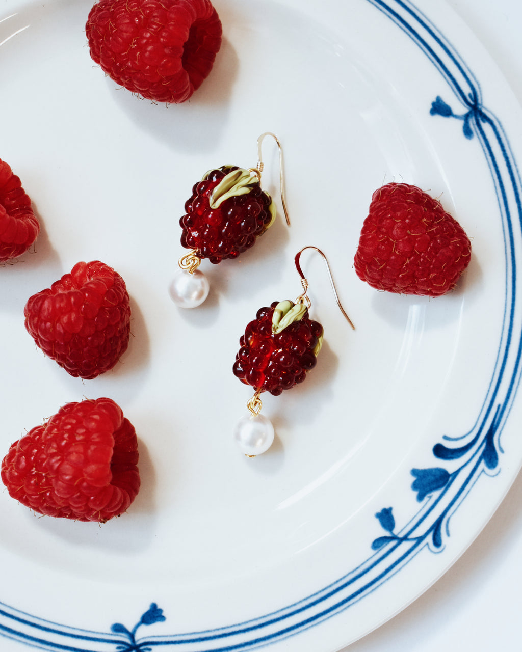 'Raspberries & Cream' Elegant Pearl Drop Earrings