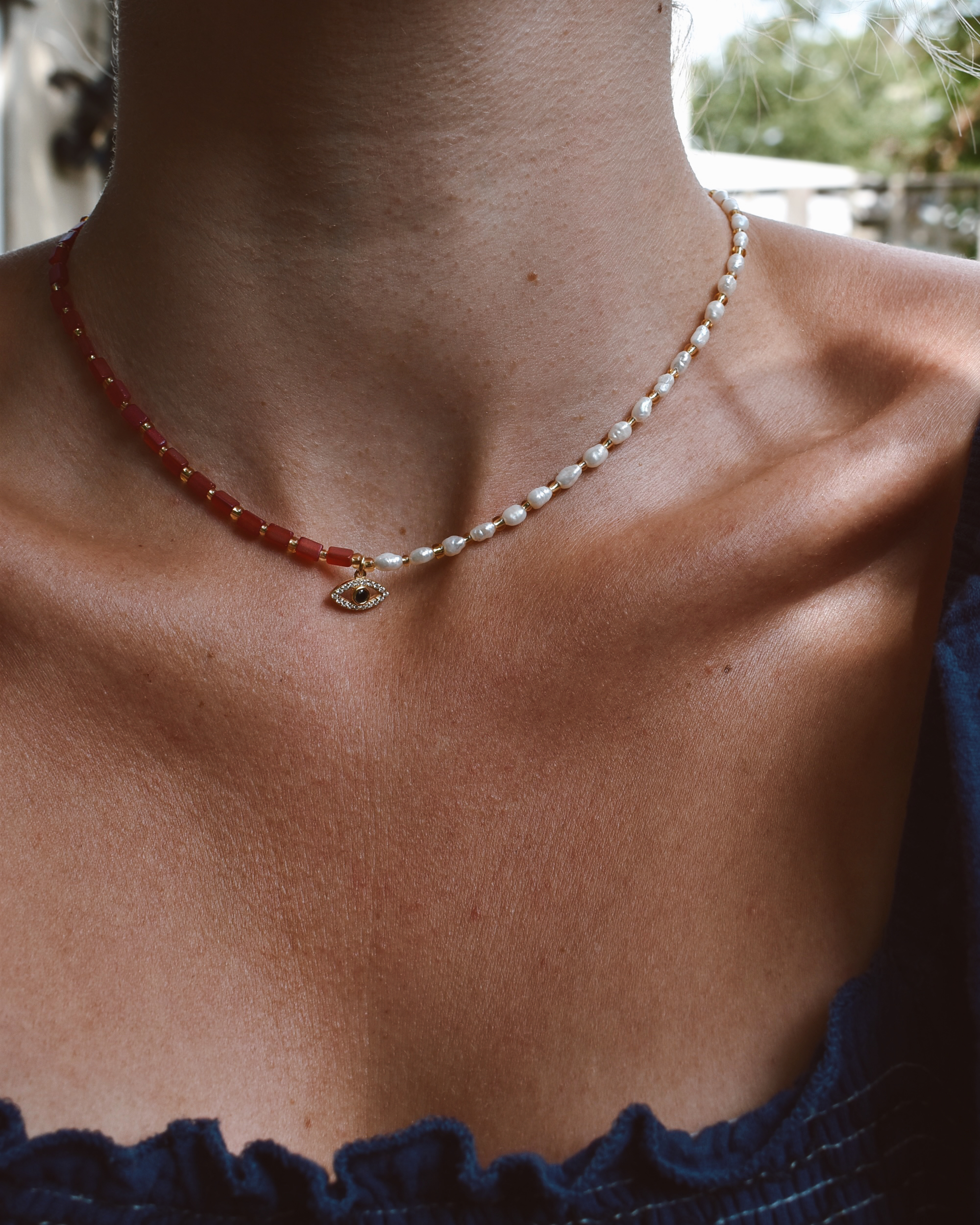 'Half & Half' Evil Eye Charm Necklace