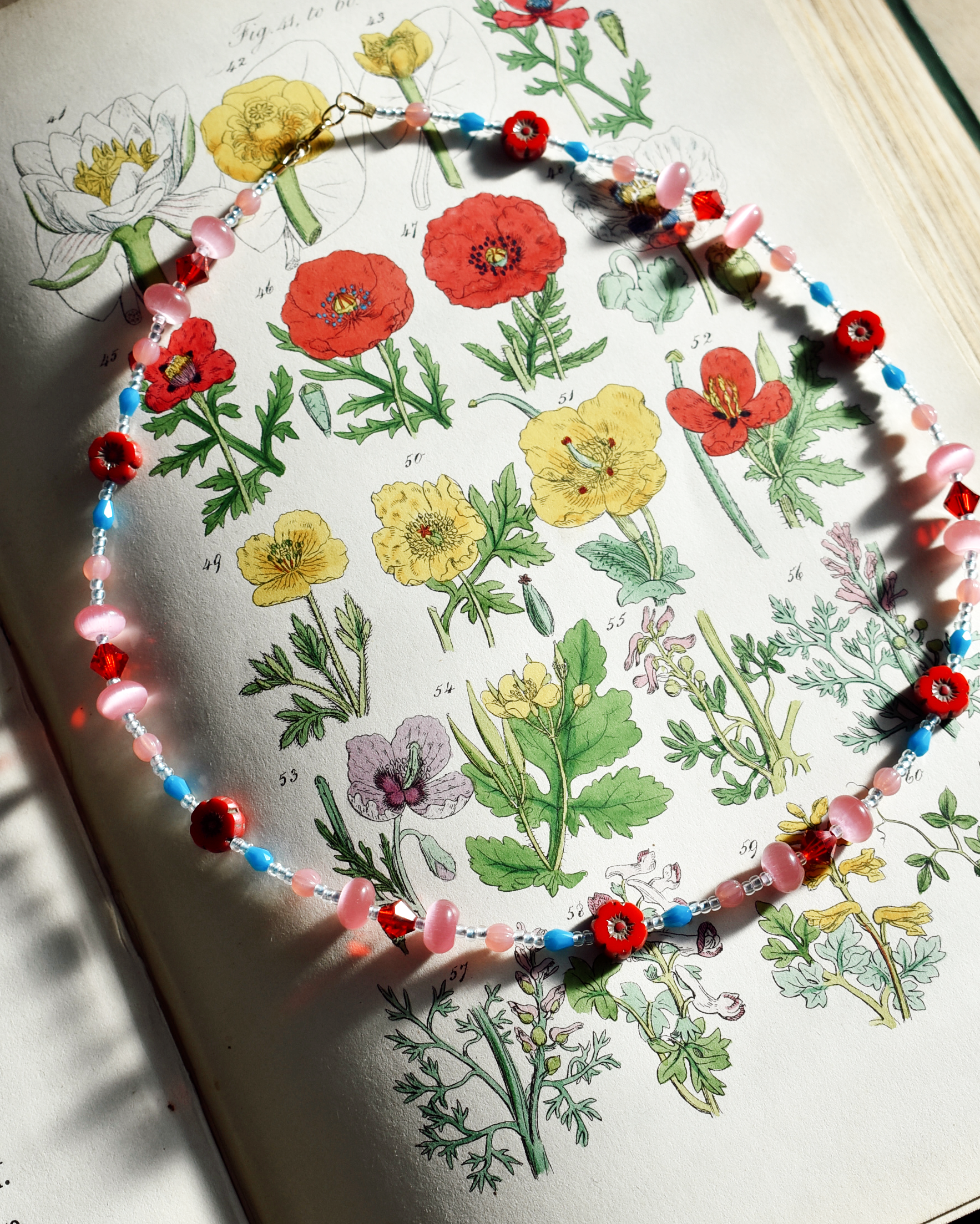 'Wildflower' Pink & Red Bead Necklace