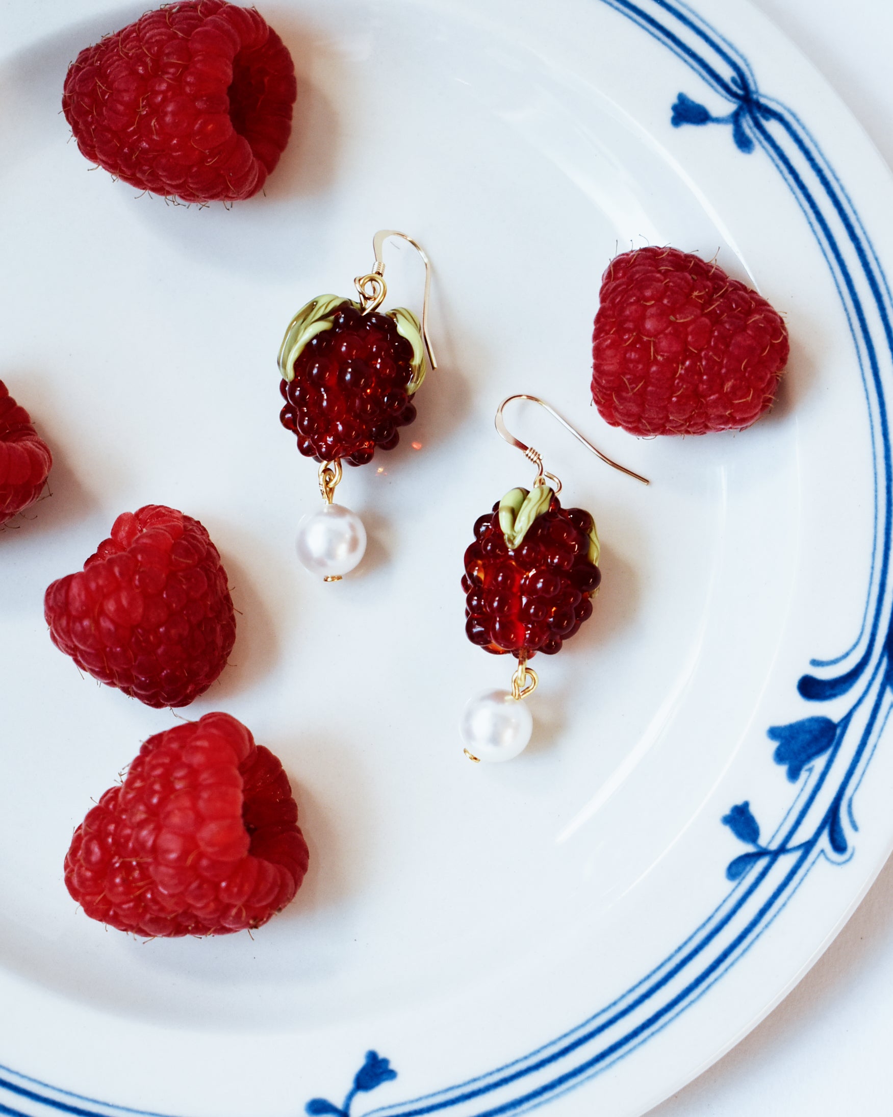 'Raspberries & Cream' Elegant Pearl Drop Earrings