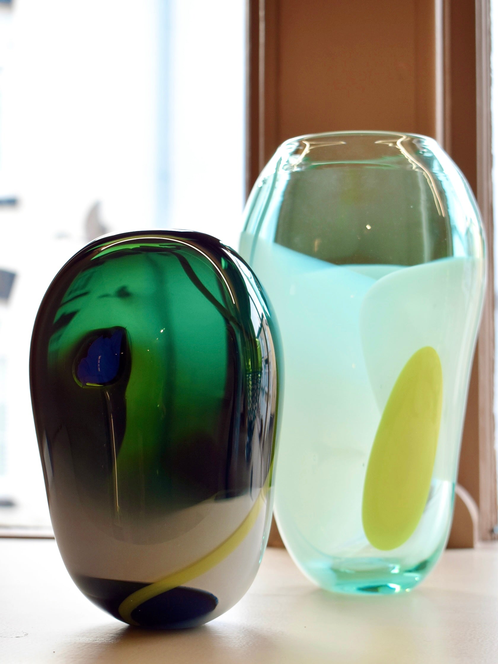 Green, White & Blue 'Half Pint' Blown Glass Vase