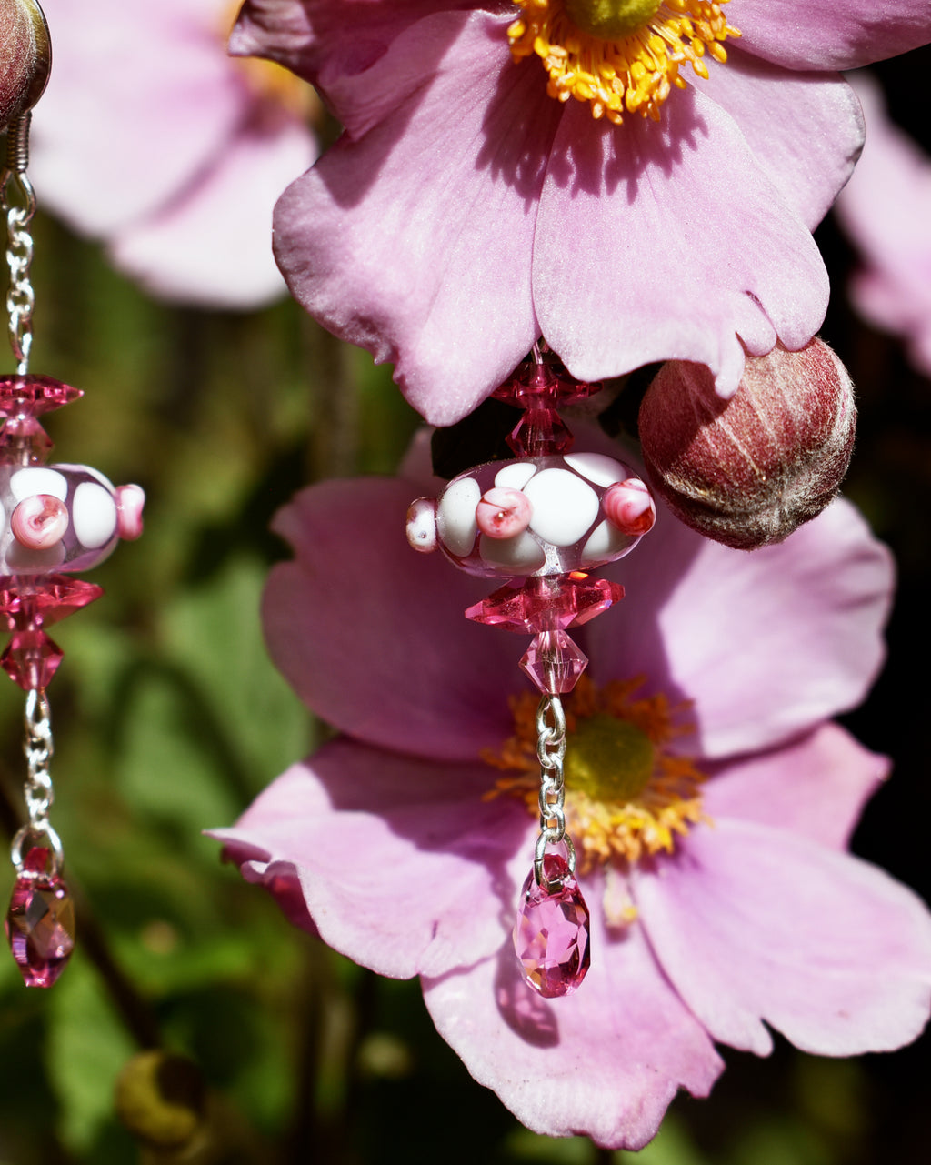 'Pink Rosebud' Delicate Crystal Drop Earrings