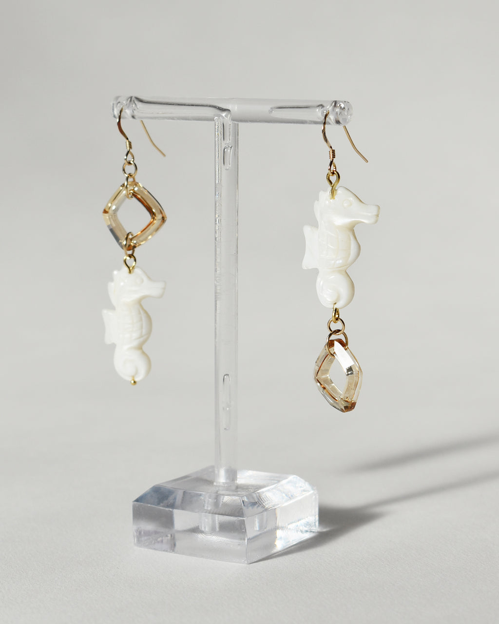 'Seahorse' Mother of Pearl Crystal Earrings