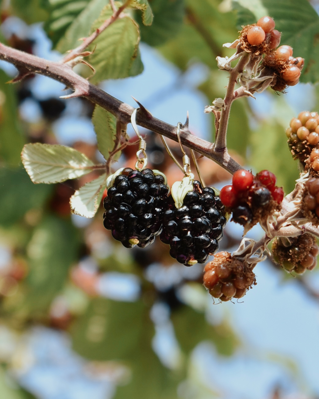 'Wild Blackberries' Elegant Drop Earrings