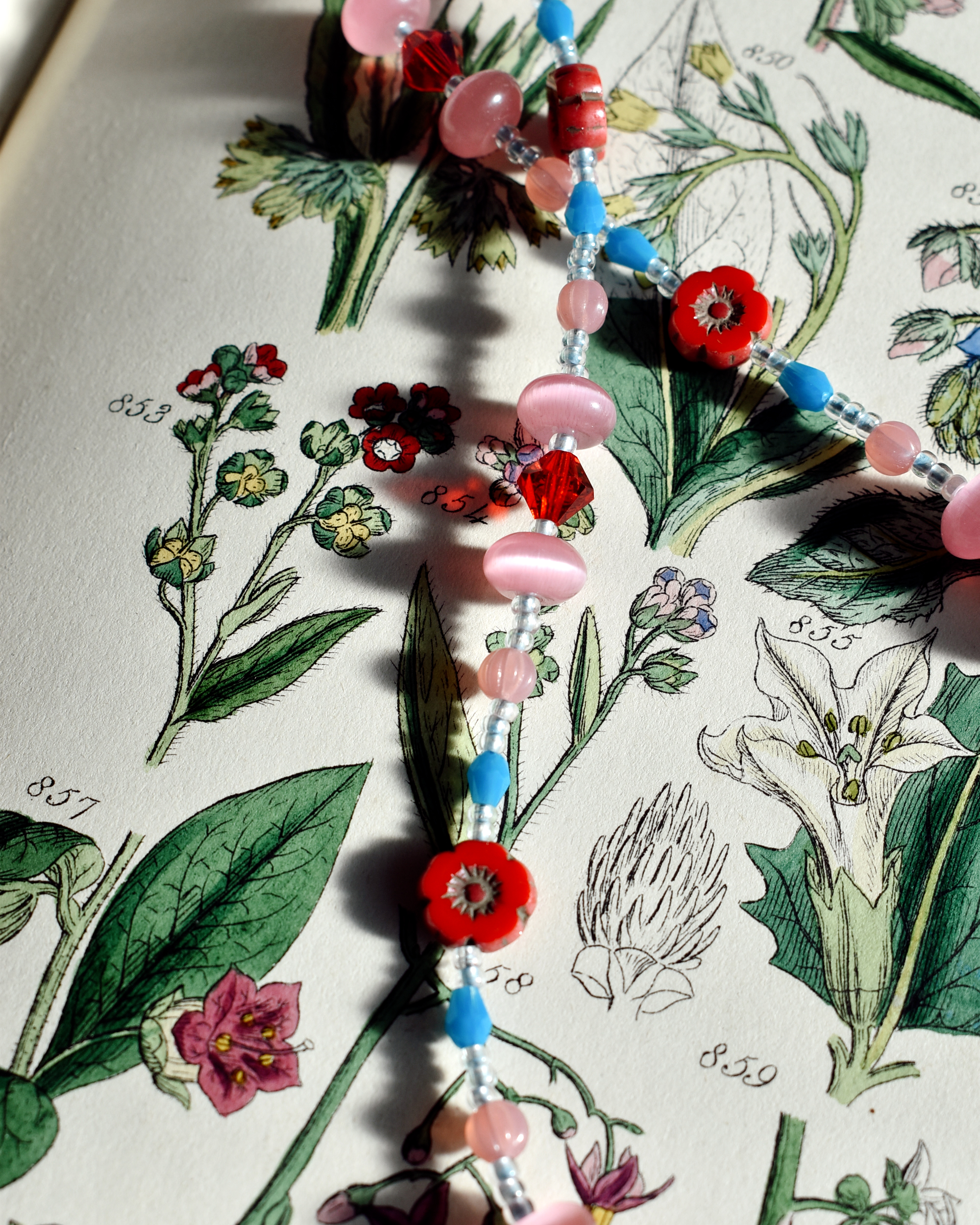 'Wildflower' Pink & Red Bead Necklace