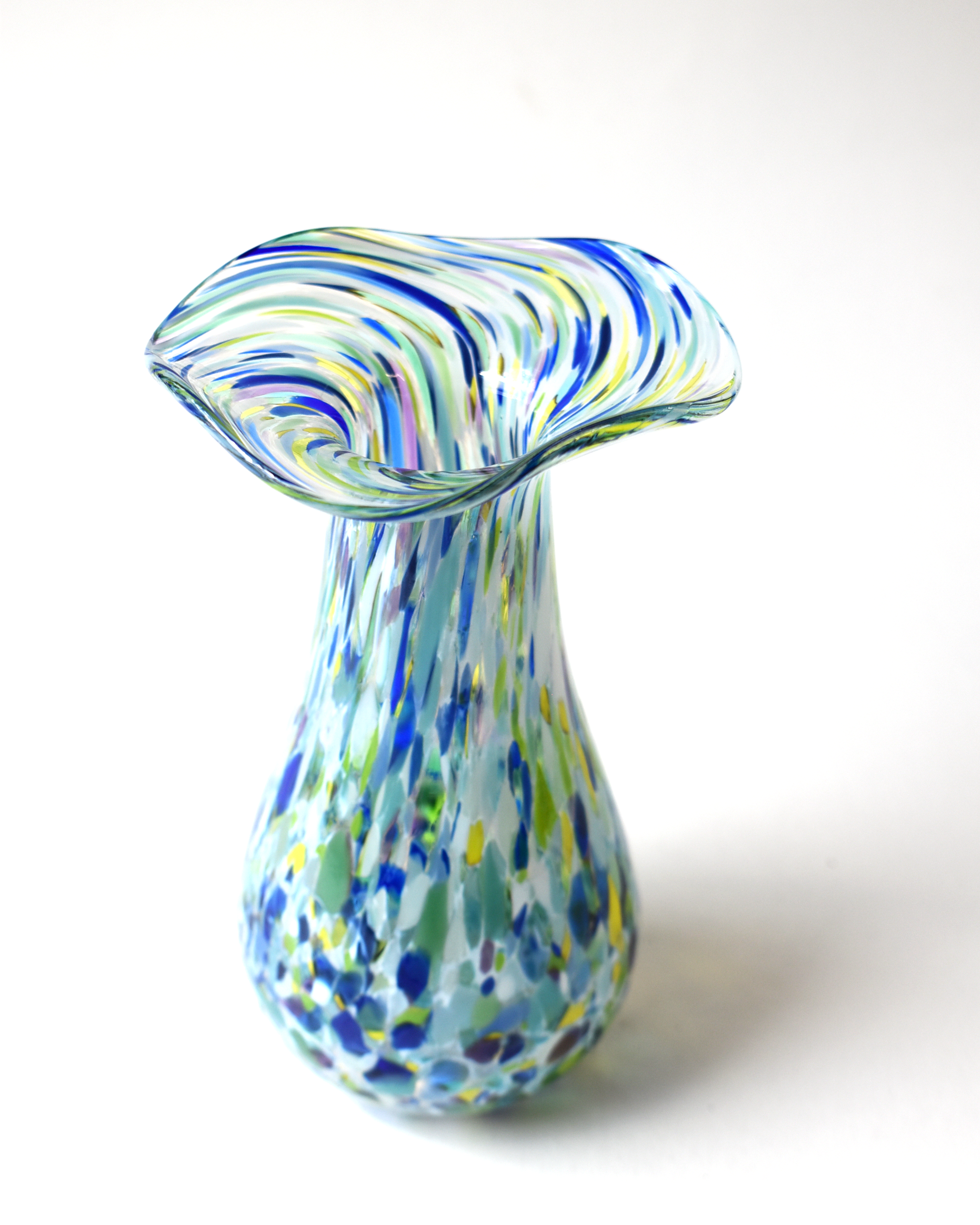 Handblown Blues & Greens Blown Glass Bud Vase