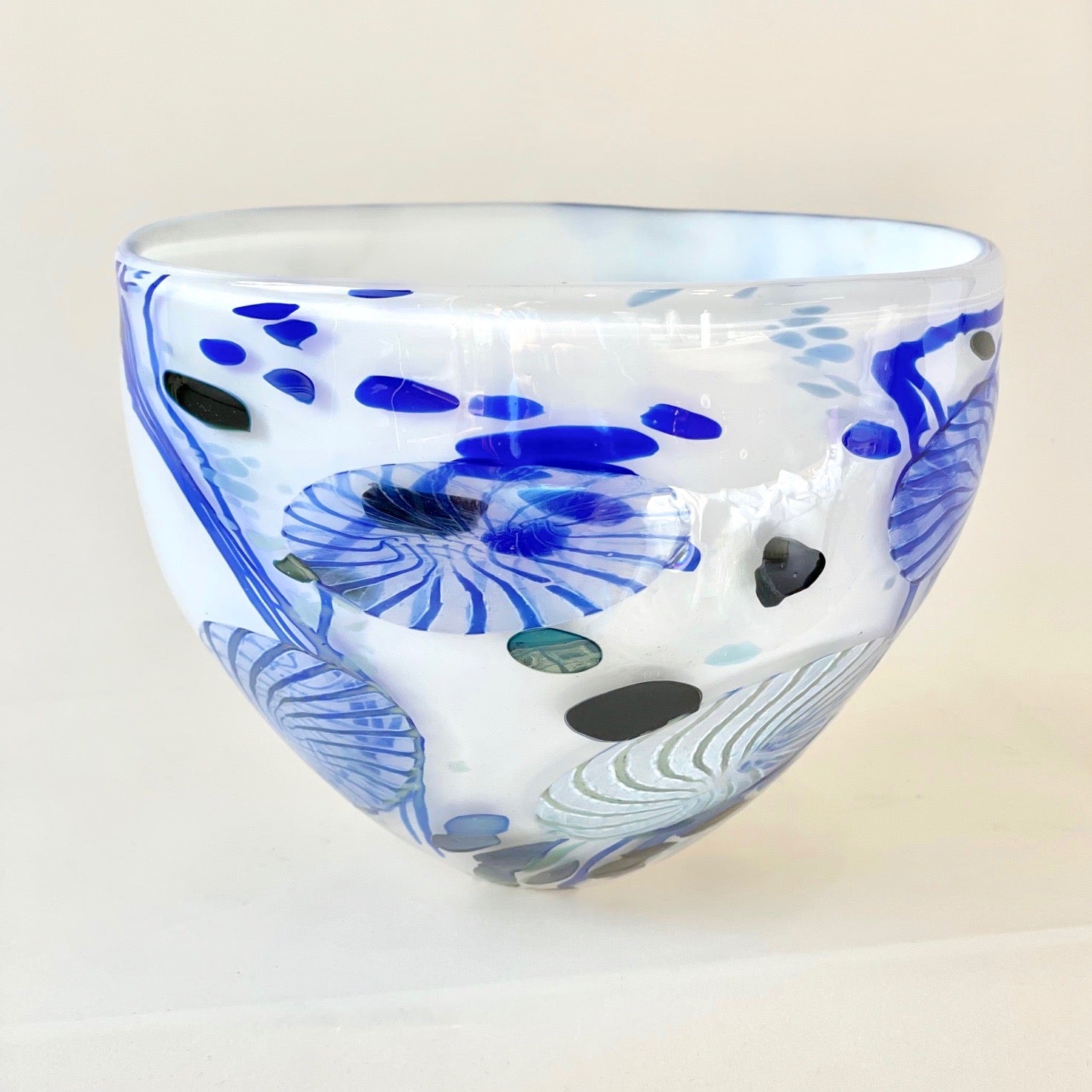 Blue & White Flotsam - Blown Bowl - Corley Studio Shop