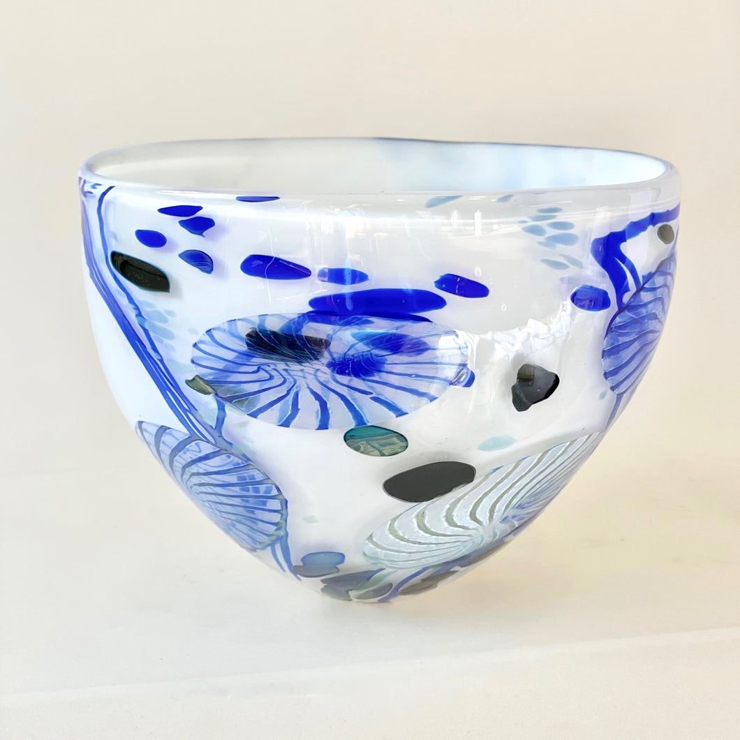 Blue & White Flotsam -  Blown Bowl