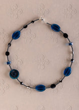 Load image into Gallery viewer, Deep Blue &amp; Black Glass Crystal Necklace
