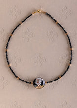 Load image into Gallery viewer, Black, Gold &amp; Silver Murano Bead Necklace
