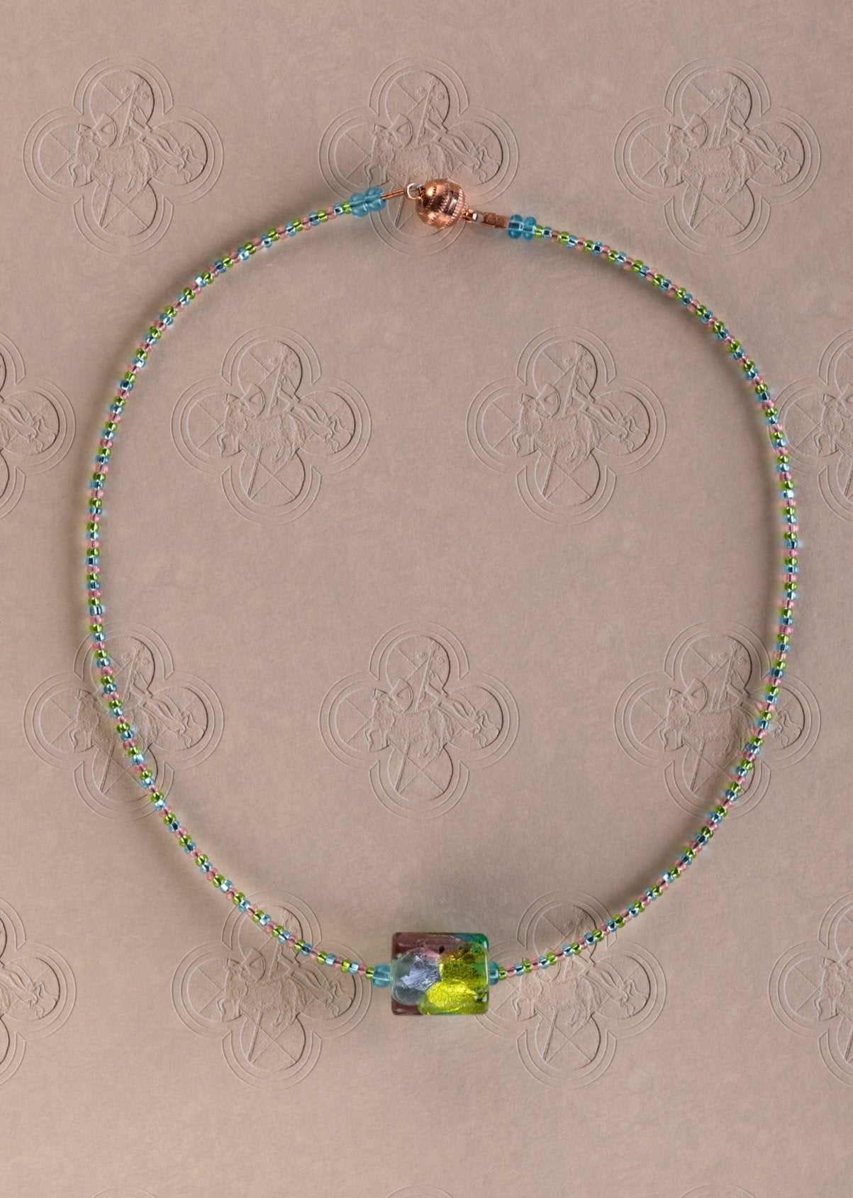 Vibrant Green & Pink Statement Bead Necklace