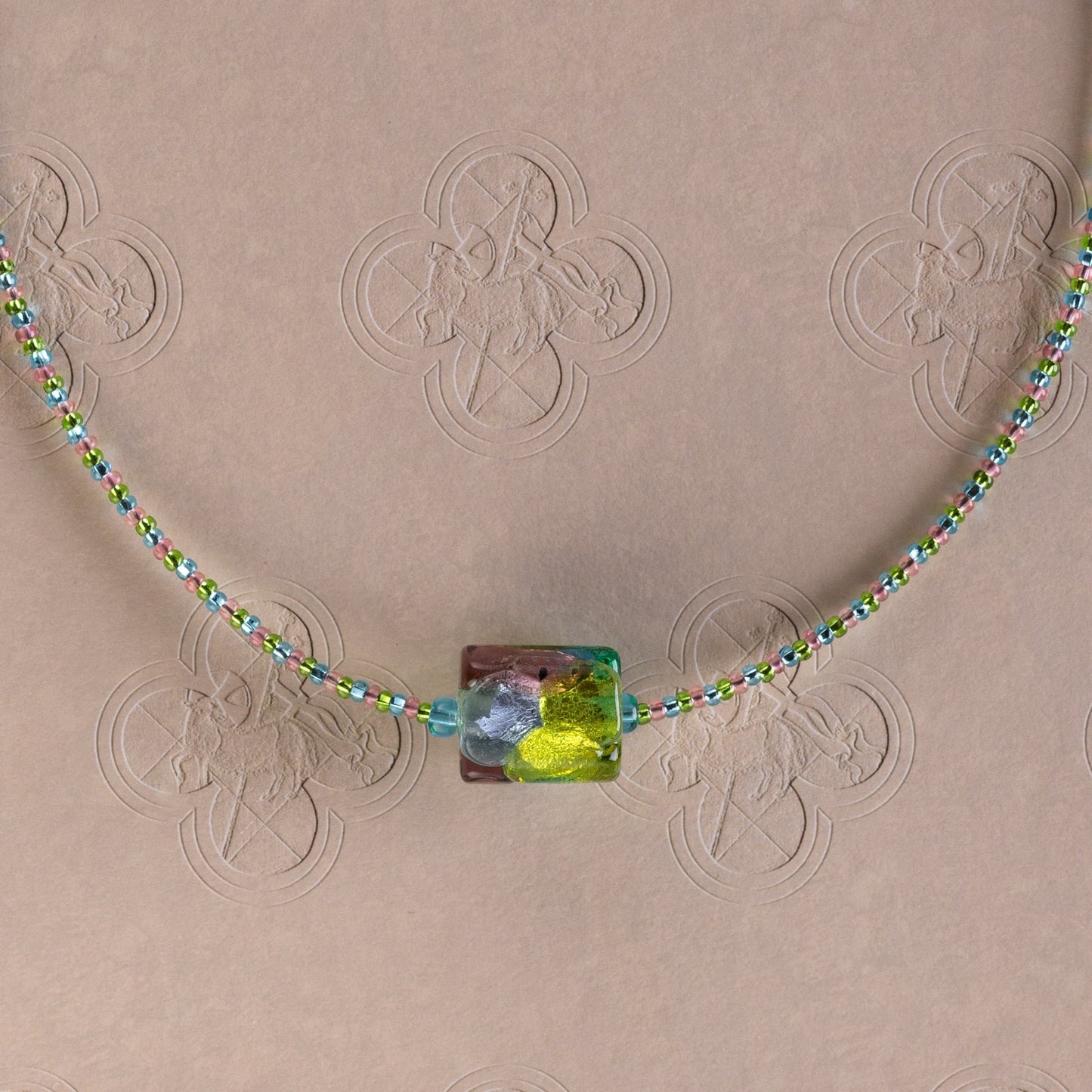 Vibrant Green & Pink Statement Bead Necklace