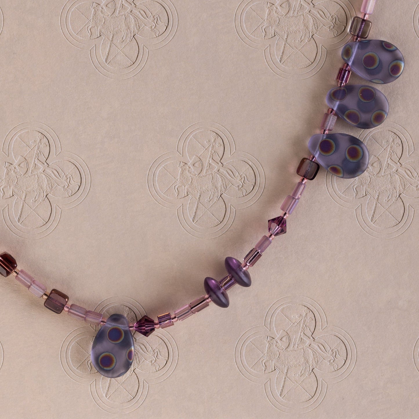 Mauve Pressed Glass Bead Necklace