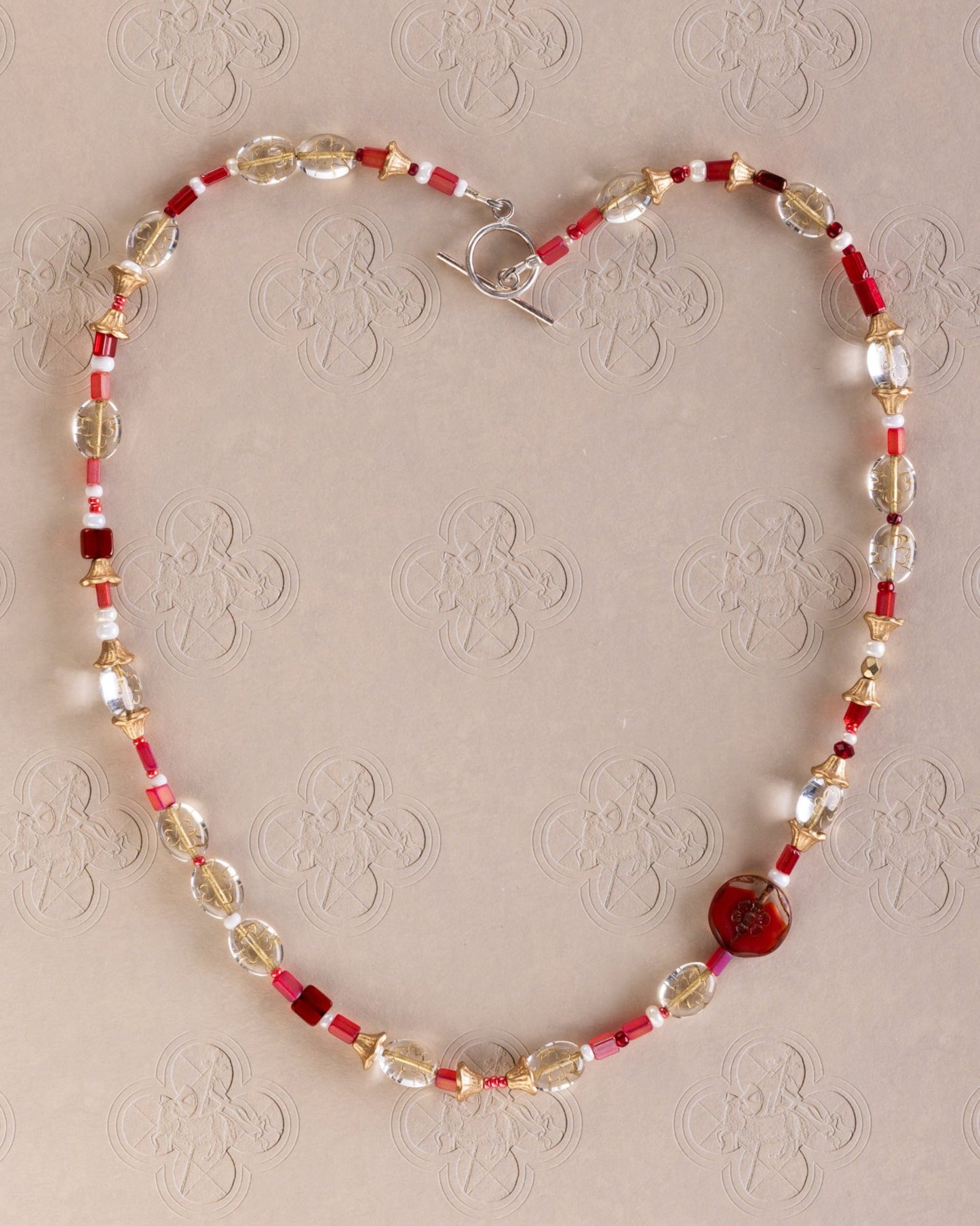 Red & Gold Clover Necklace