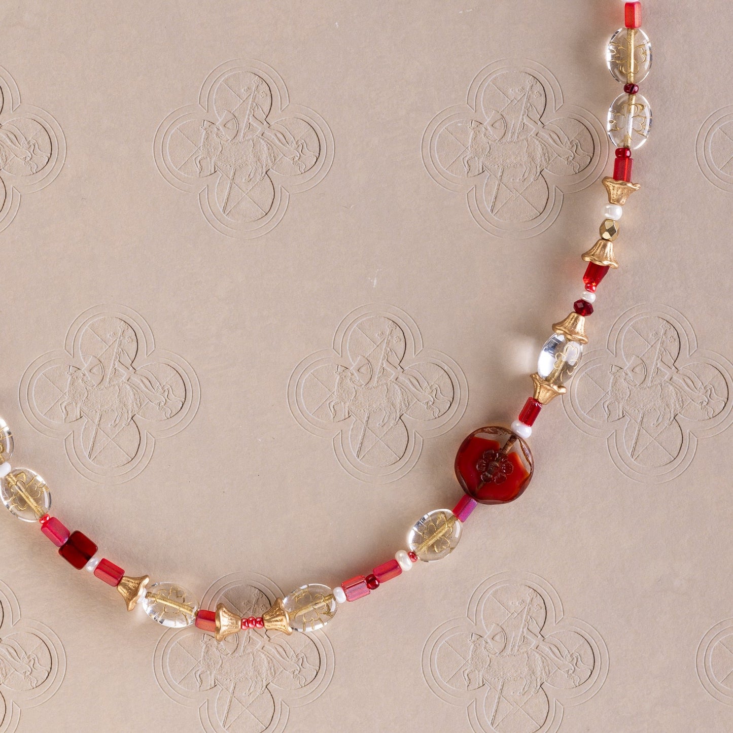 Red & Gold Clover Necklace